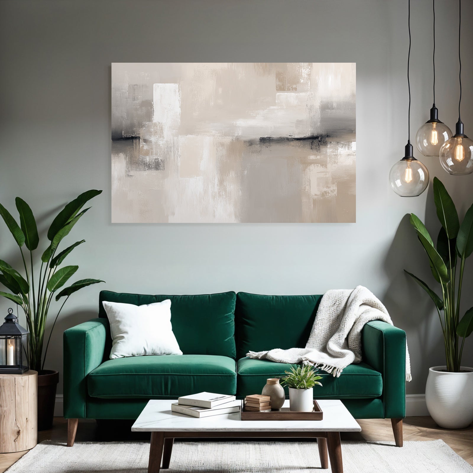Abstract artwork with soft neutral colors and a textured look