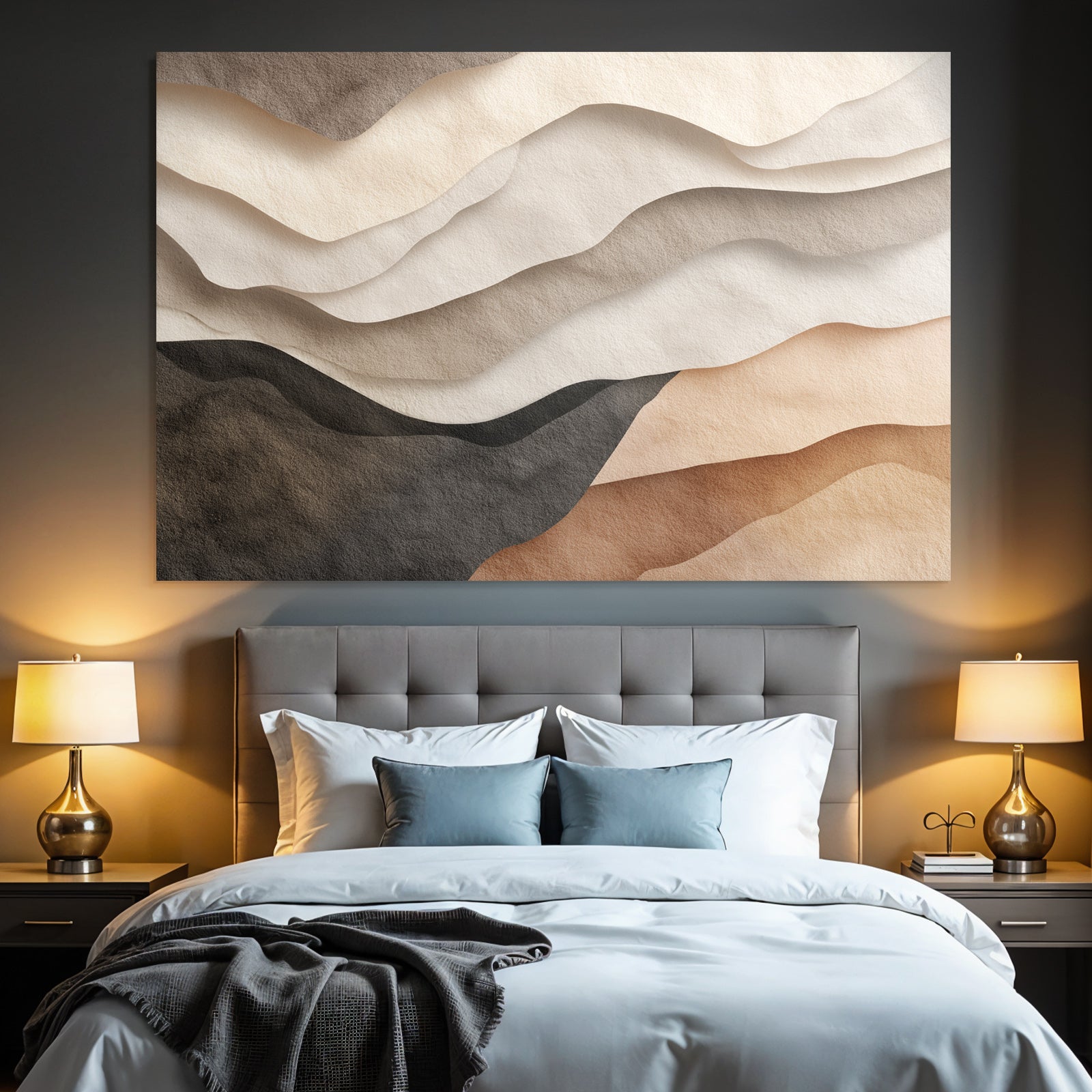 Layered Design Waves Hills Textured Paper Neutral Tones