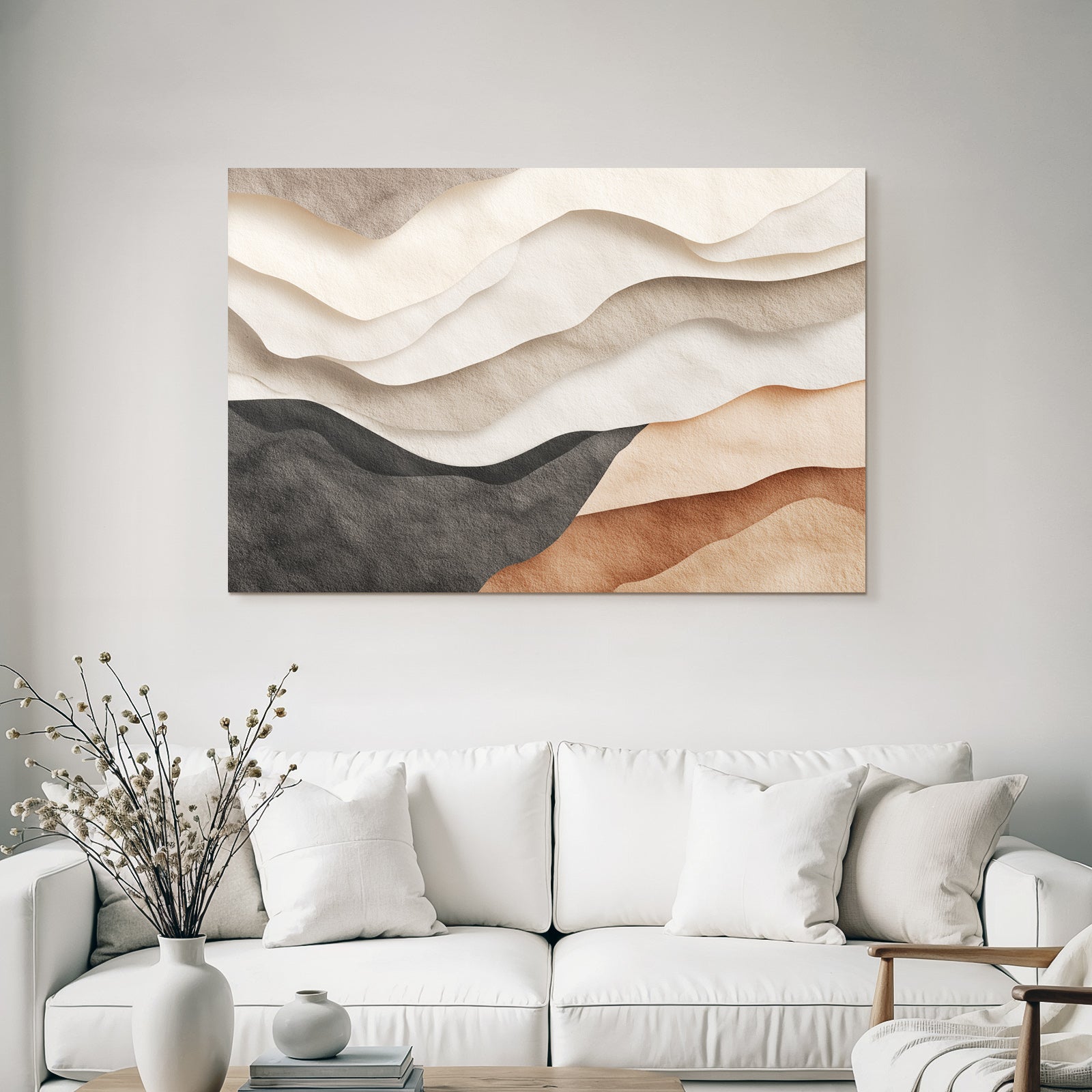 Layered Design Waves Hills Textured Paper Neutral Tones