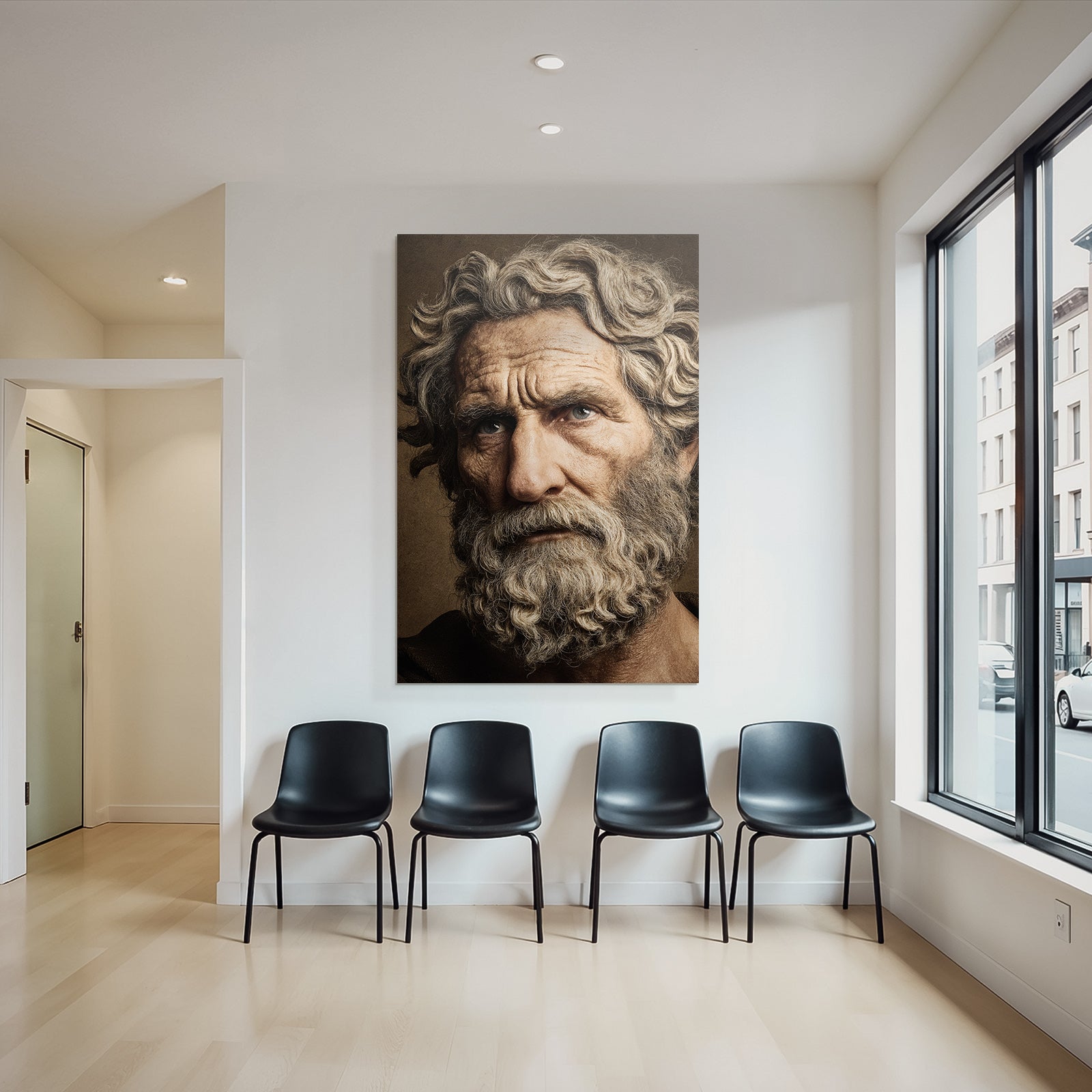 Aelterer Mann Mit Lockigem Haar Und Bart Kunstwerk