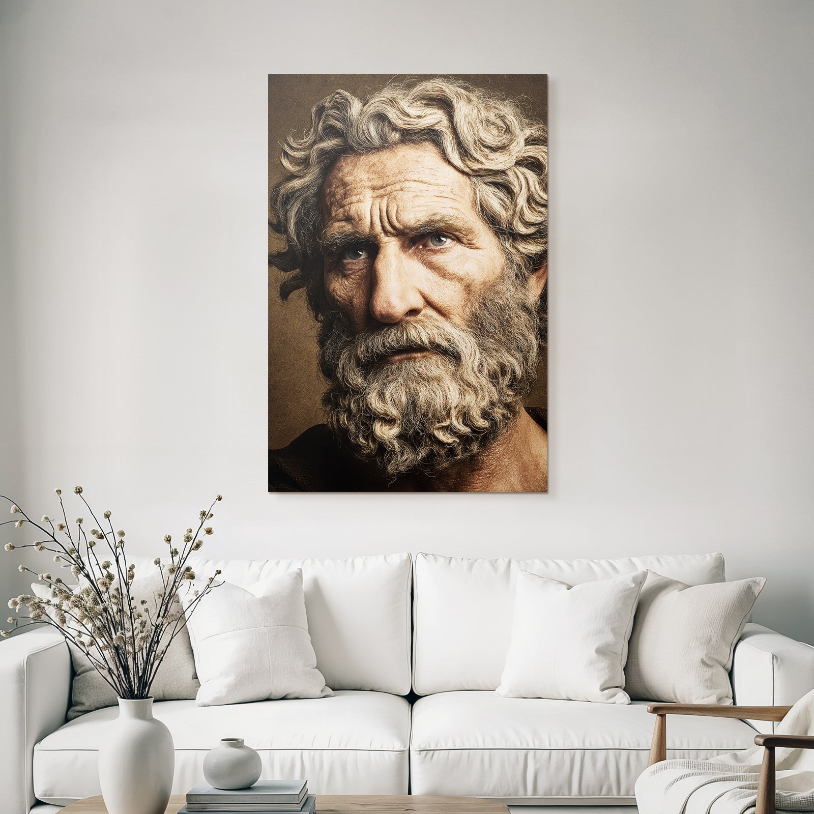 Aelterer Mann Mit Lockigem Haar Und Bart Kunstwerk