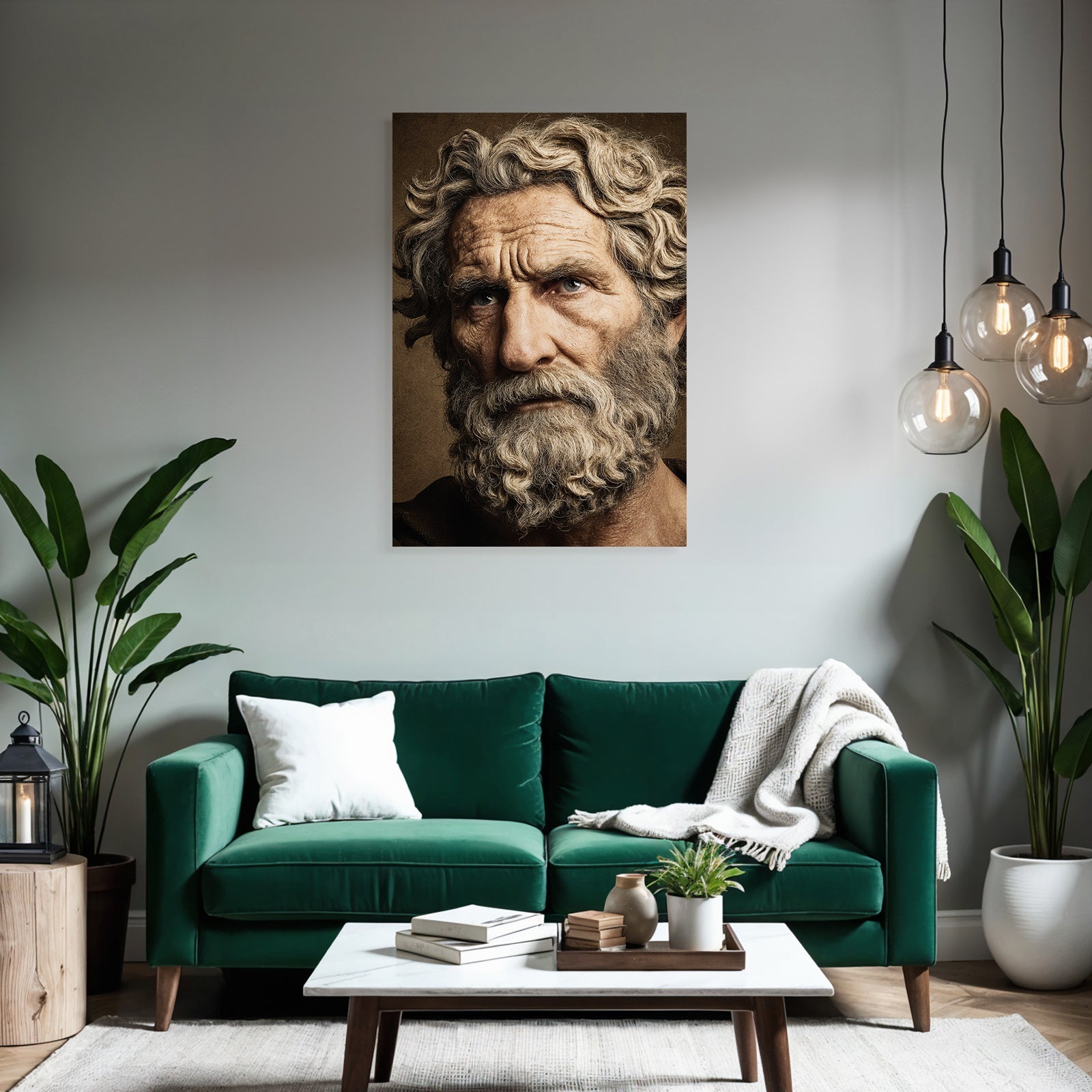 Aelterer Mann Mit Lockigem Haar Und Bart Kunstwerk
