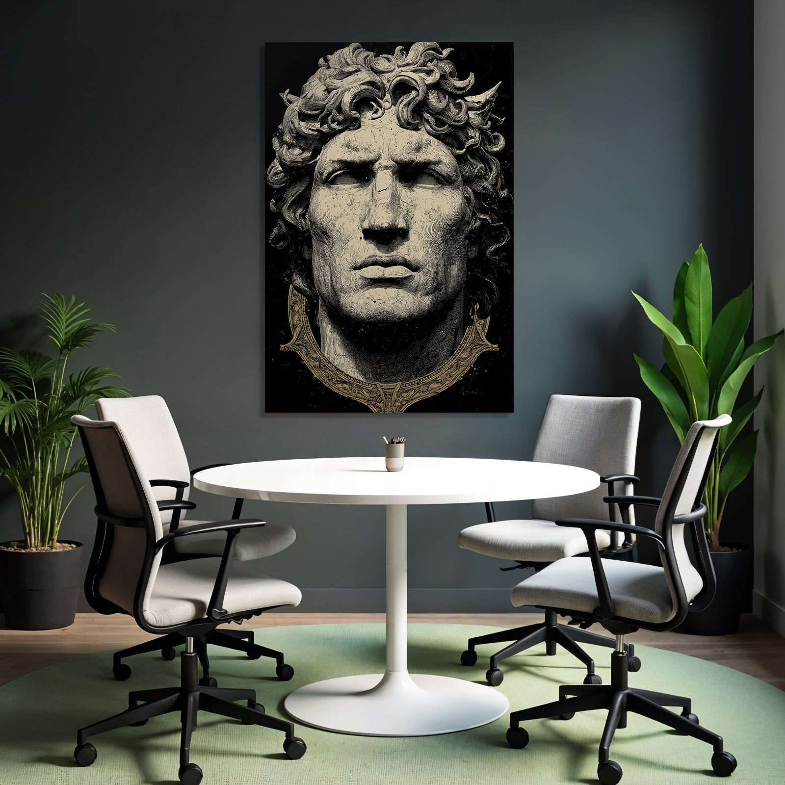 E Statue Mann Mit Welligem Haar Und Schmuck