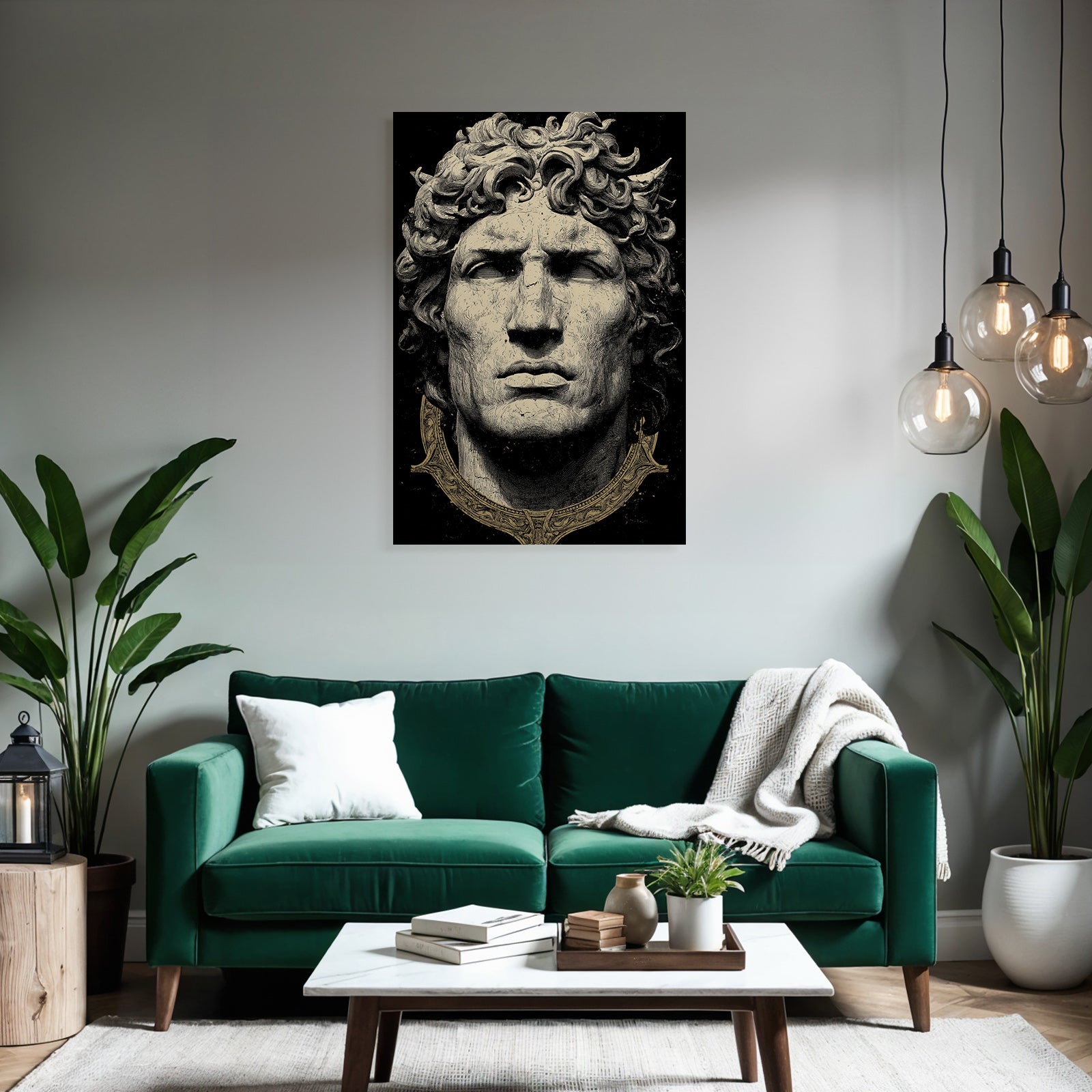 E Statue Mann Mit Welligem Haar Und Schmuck