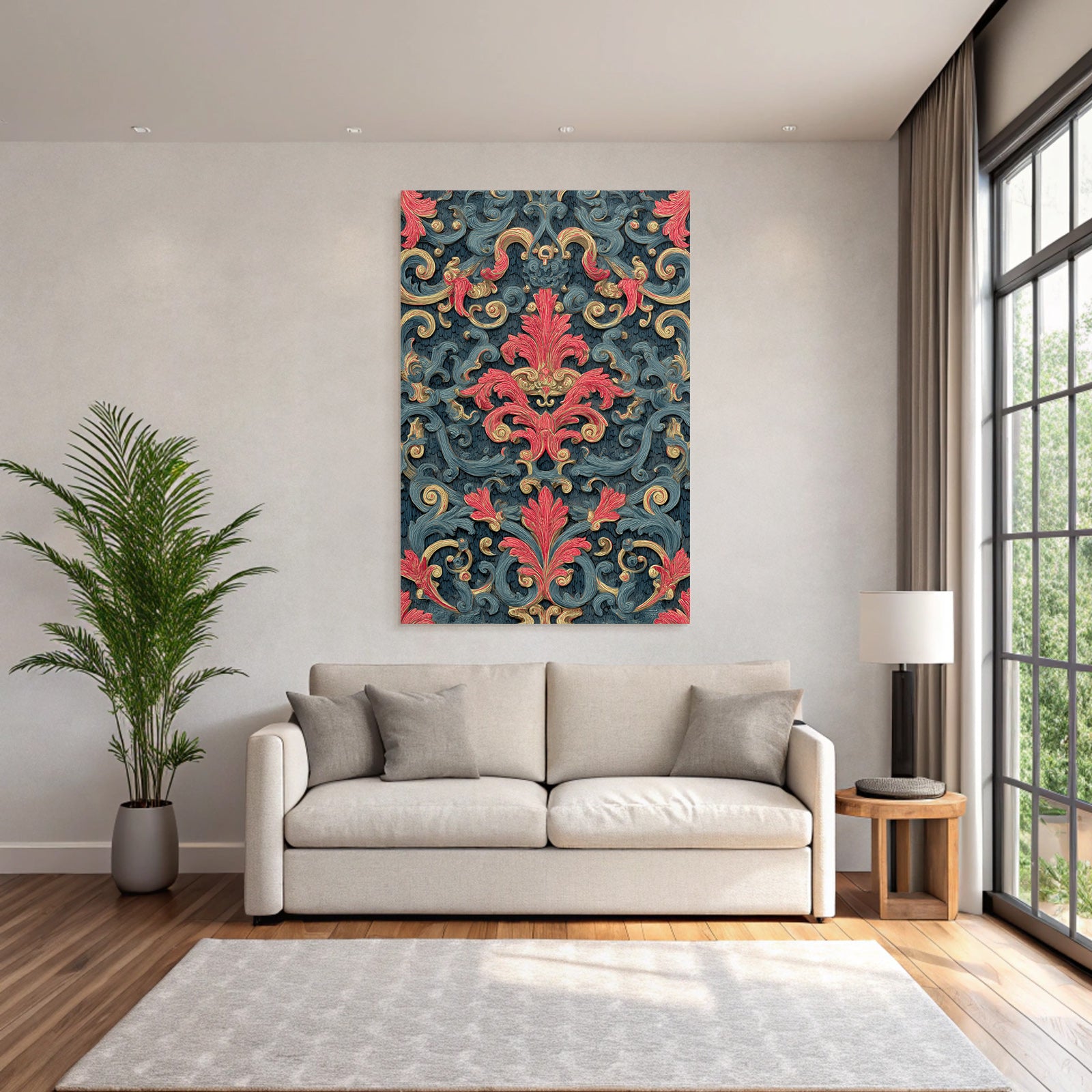 Elegantes Muster Baroque Design Blau Rot Gold