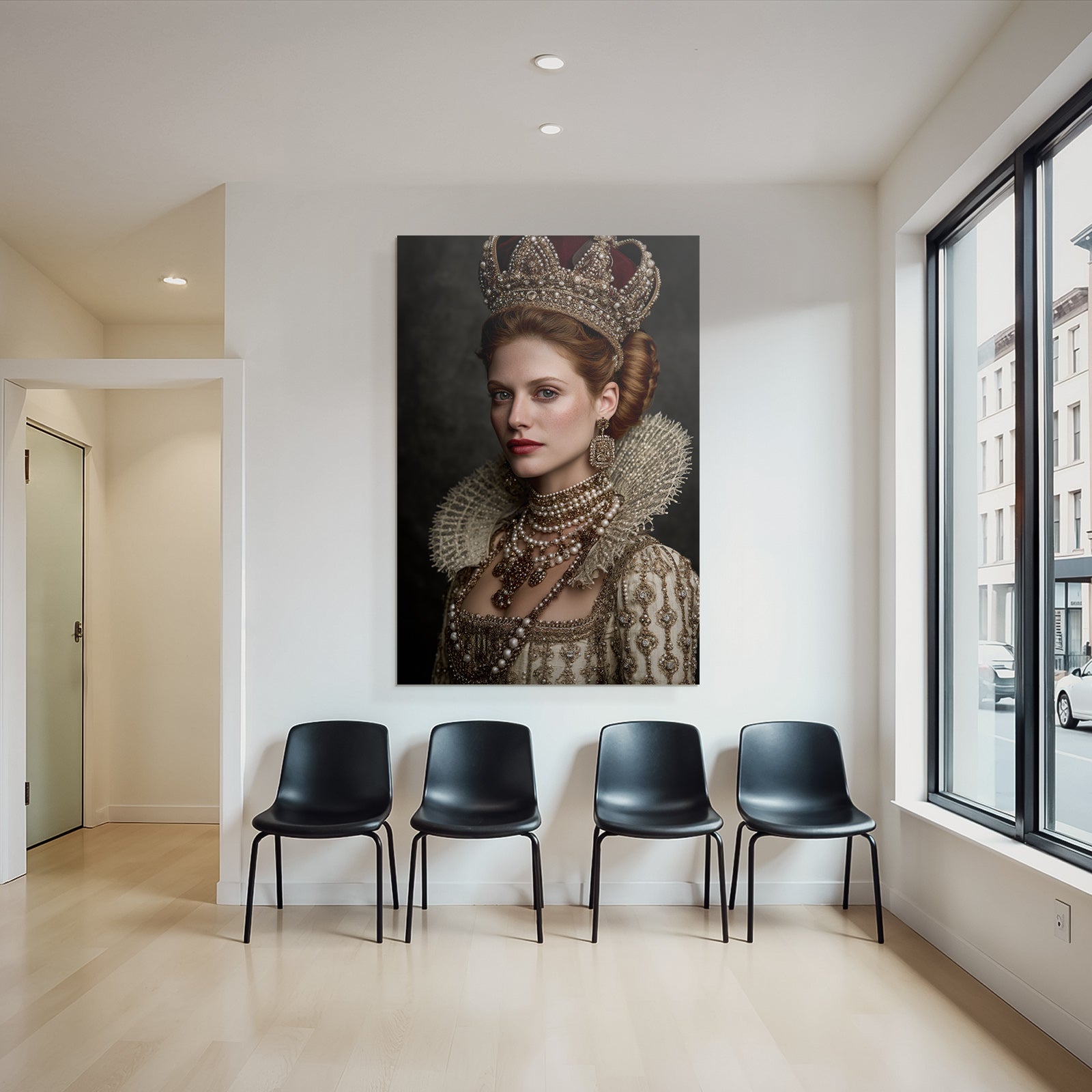 Historisches Kostuem Mit Kronen Und Schmuck In Eleganter Haarstellung