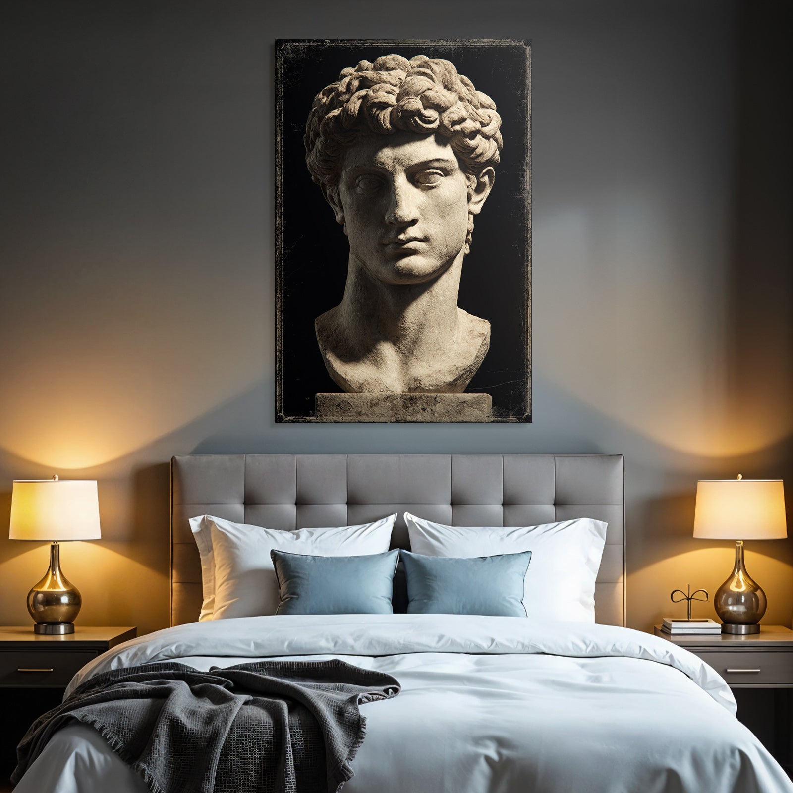 Jugendlicher Bust Mit Lockigem Haar Marmor Sculptur E Kunst