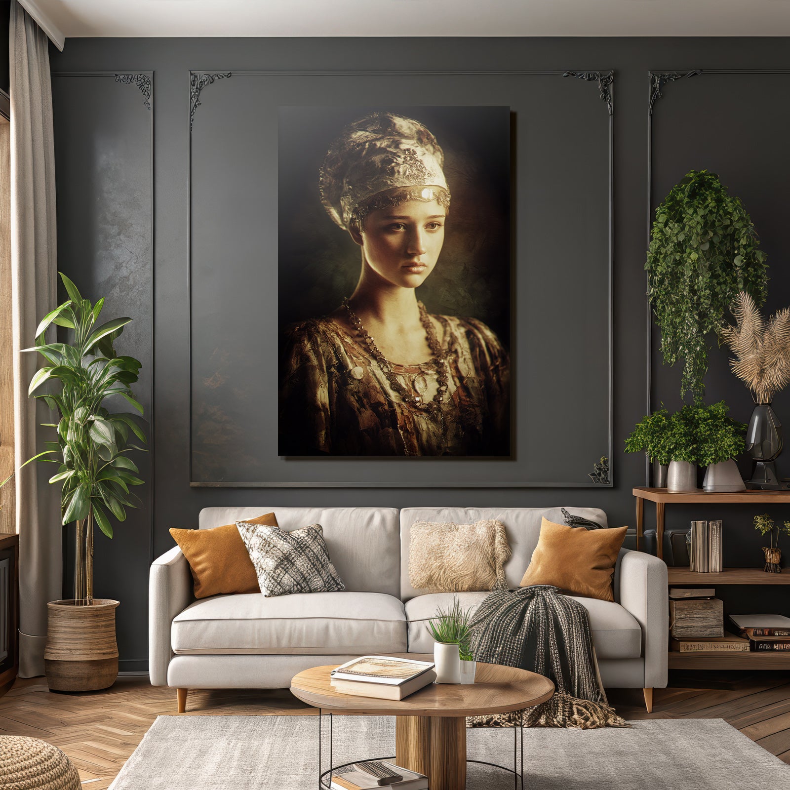 Junge Frau Portrait Historischer Stil Mit Juwelen