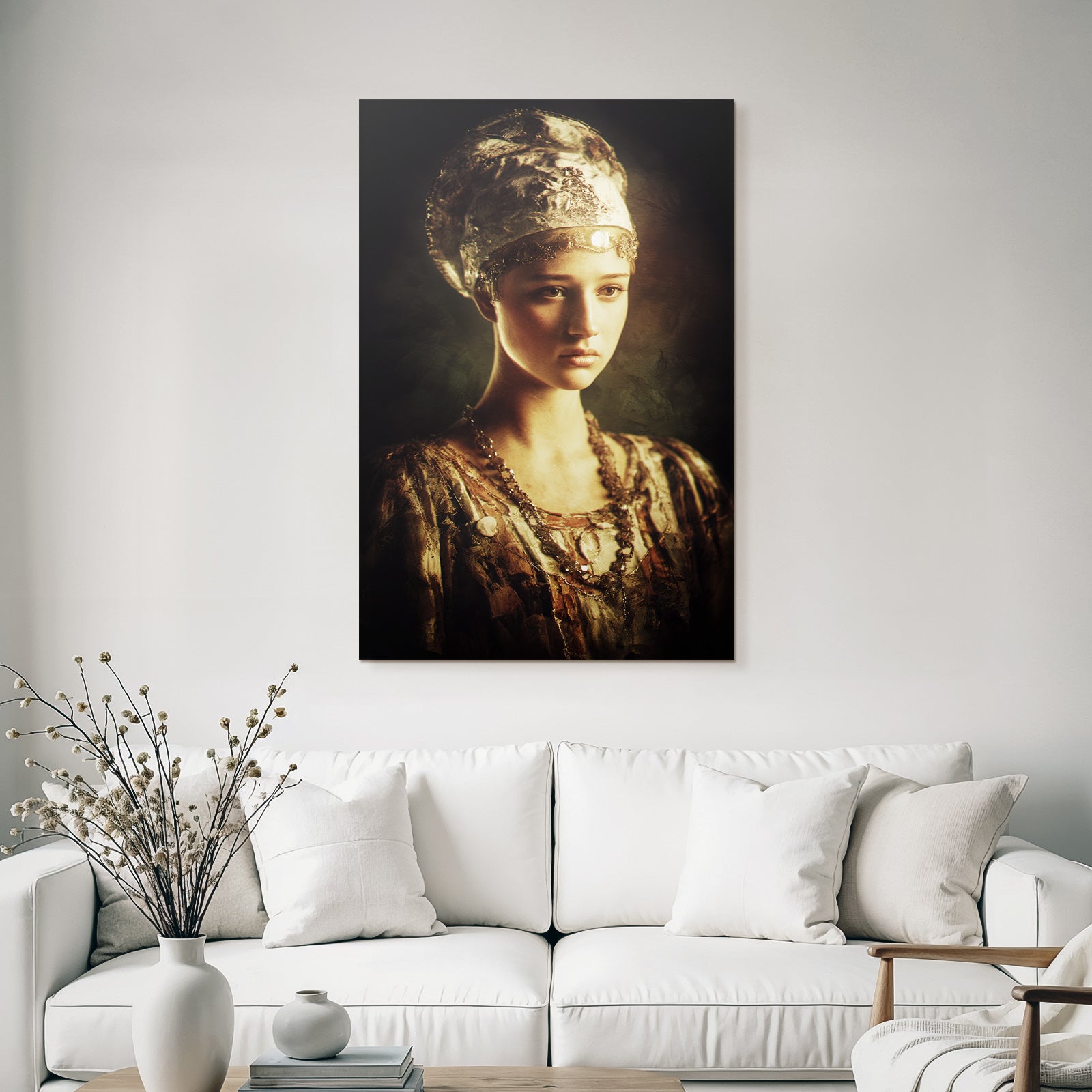 Junge Frau Portrait Historischer Stil Mit Juwelen