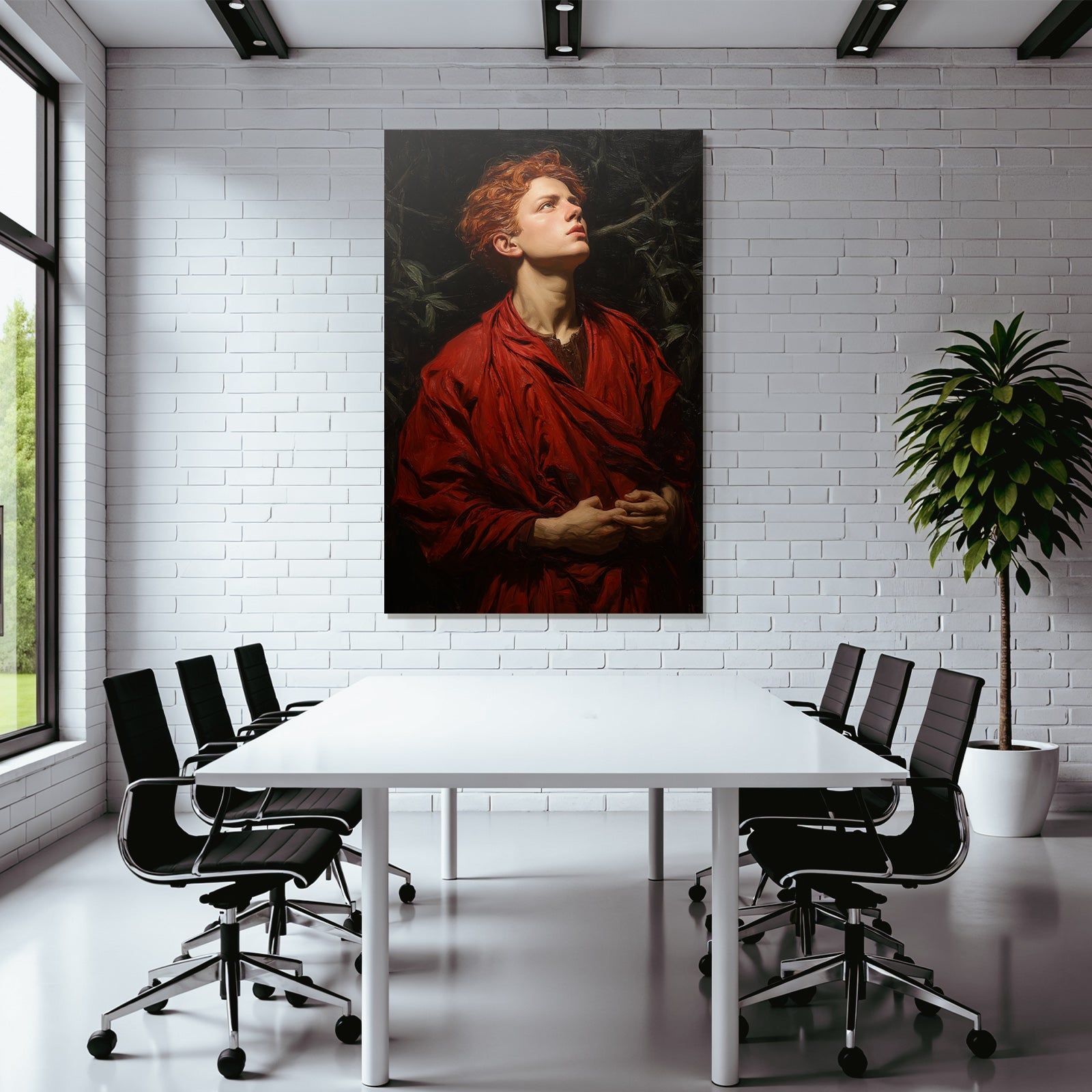 Junger Mensch Mit Rotem Haar Und Roberte Auf Dunklem Hintergrund