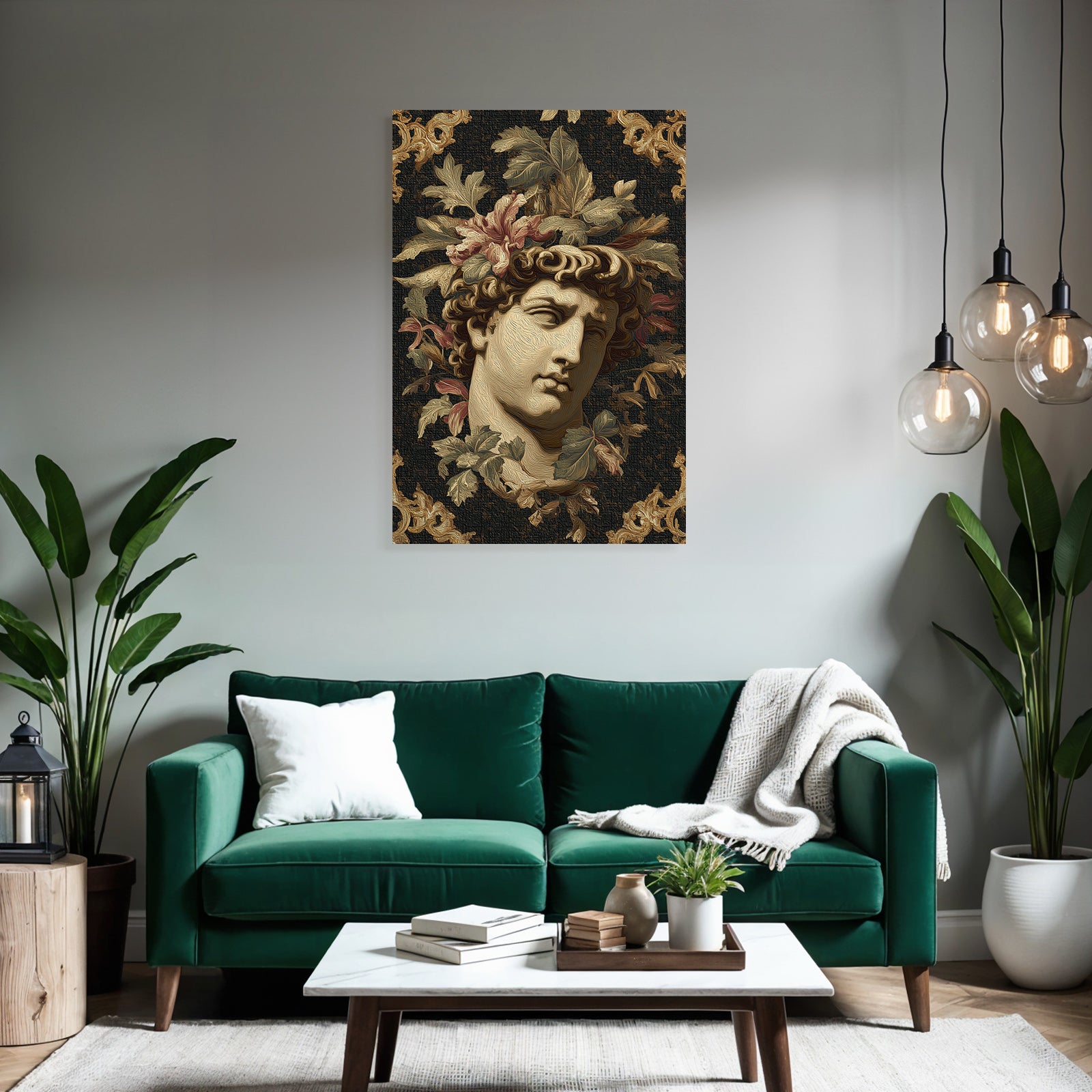 Kuenstlerische Darstellung Der Kunstvollen Bueste Mit Blumenmotiven
