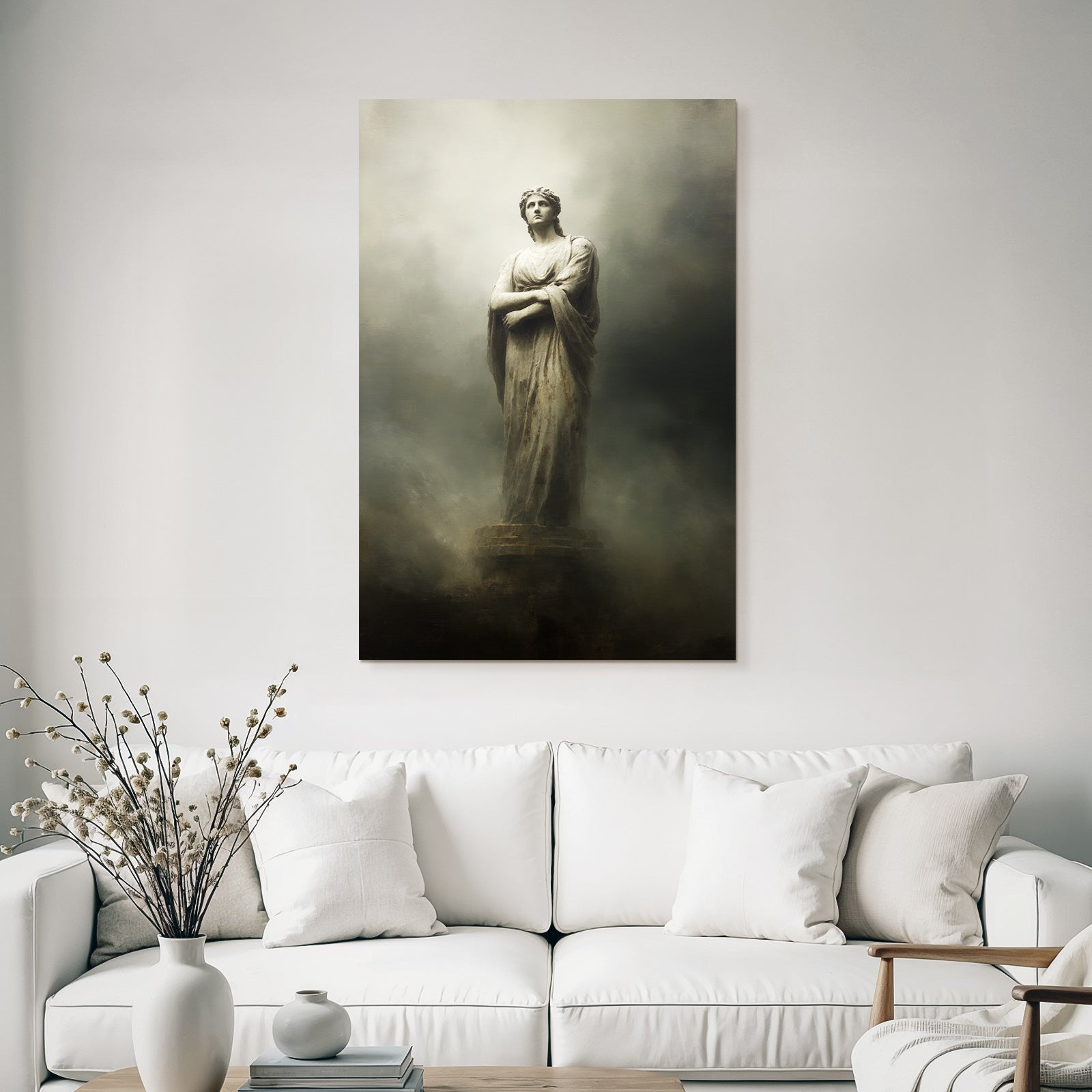 Statue of a woman in a dressing room with a mystical atmosphere