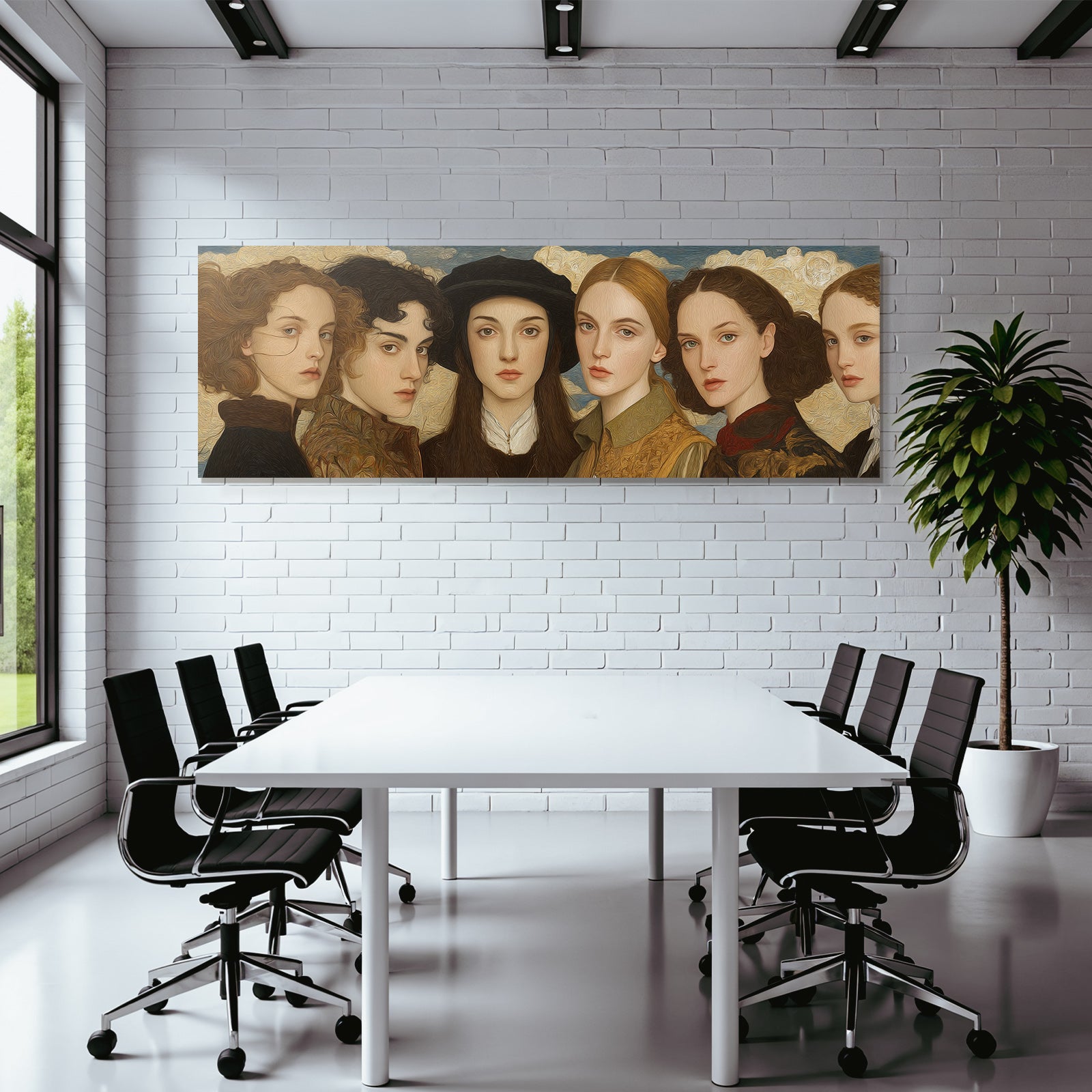 Sechs Junge Frauen Mit Distinkten Haarschnitten Und Kleidung Historischer Hintergrund