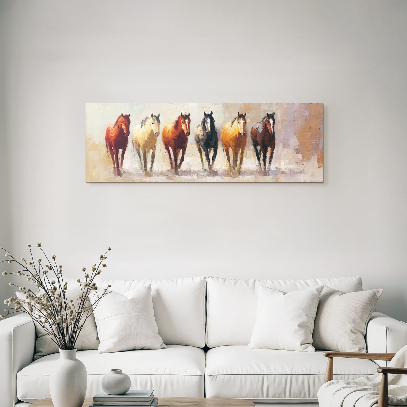 Sechs Pferde Expressive Malerei Erdtoene Lebendige Buerstenstriche