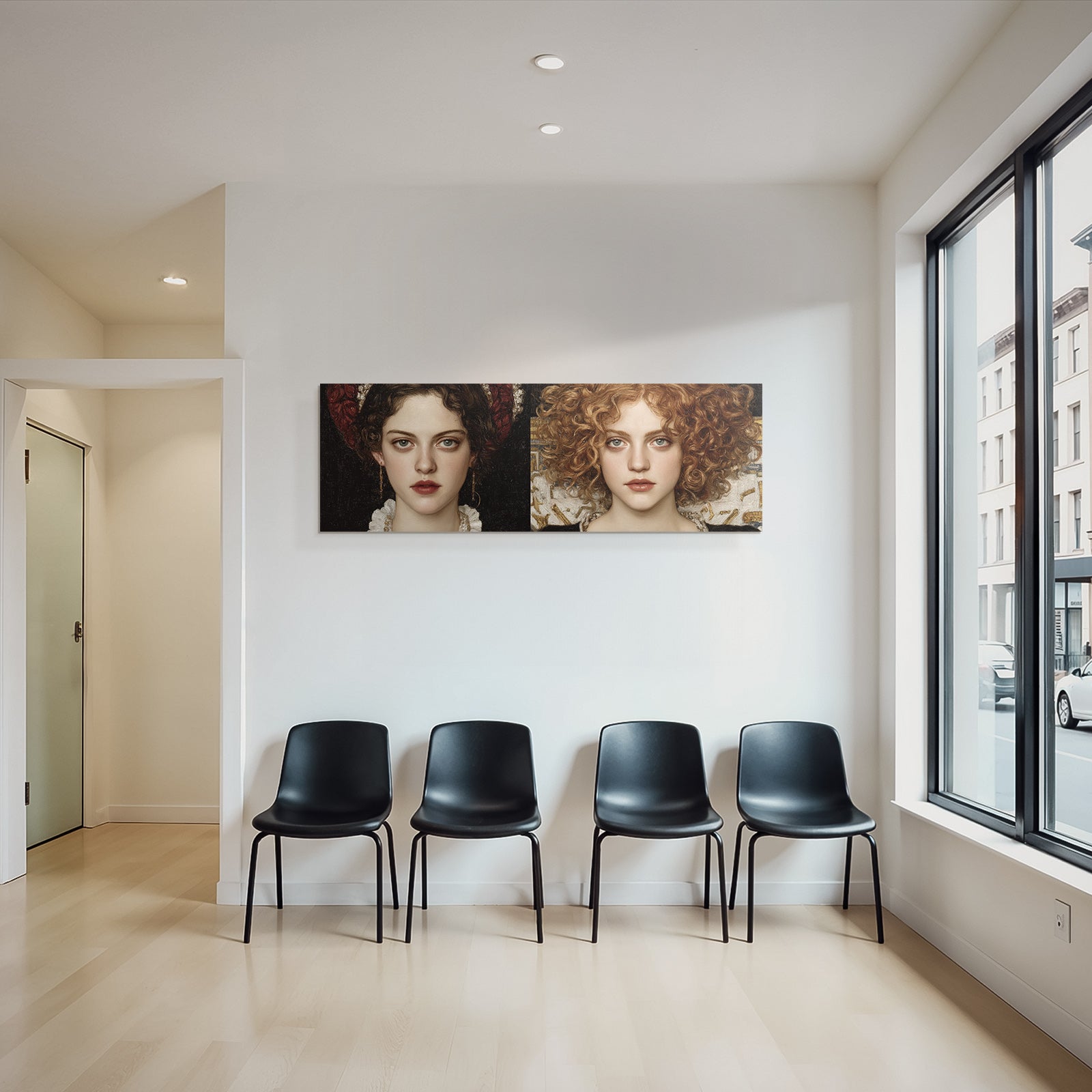 Seitliche Vergleich Portraets Von Frauen Mit Unterschiedlichen Haaren Stilen