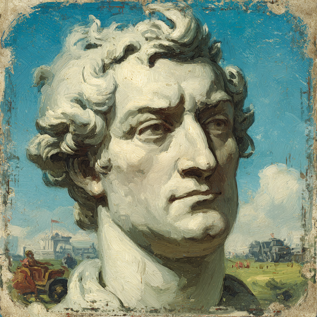 Sculptural Bust Mann Mit Lockigem Haar Blauer Himmel Mit Wolken | Klassisch | Einrichtungsstile