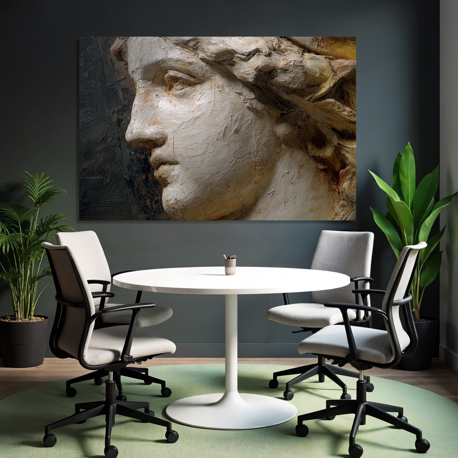 Sculptierter Oder Geschnitzter Gesicht Nahaufnahme Kunstwerk