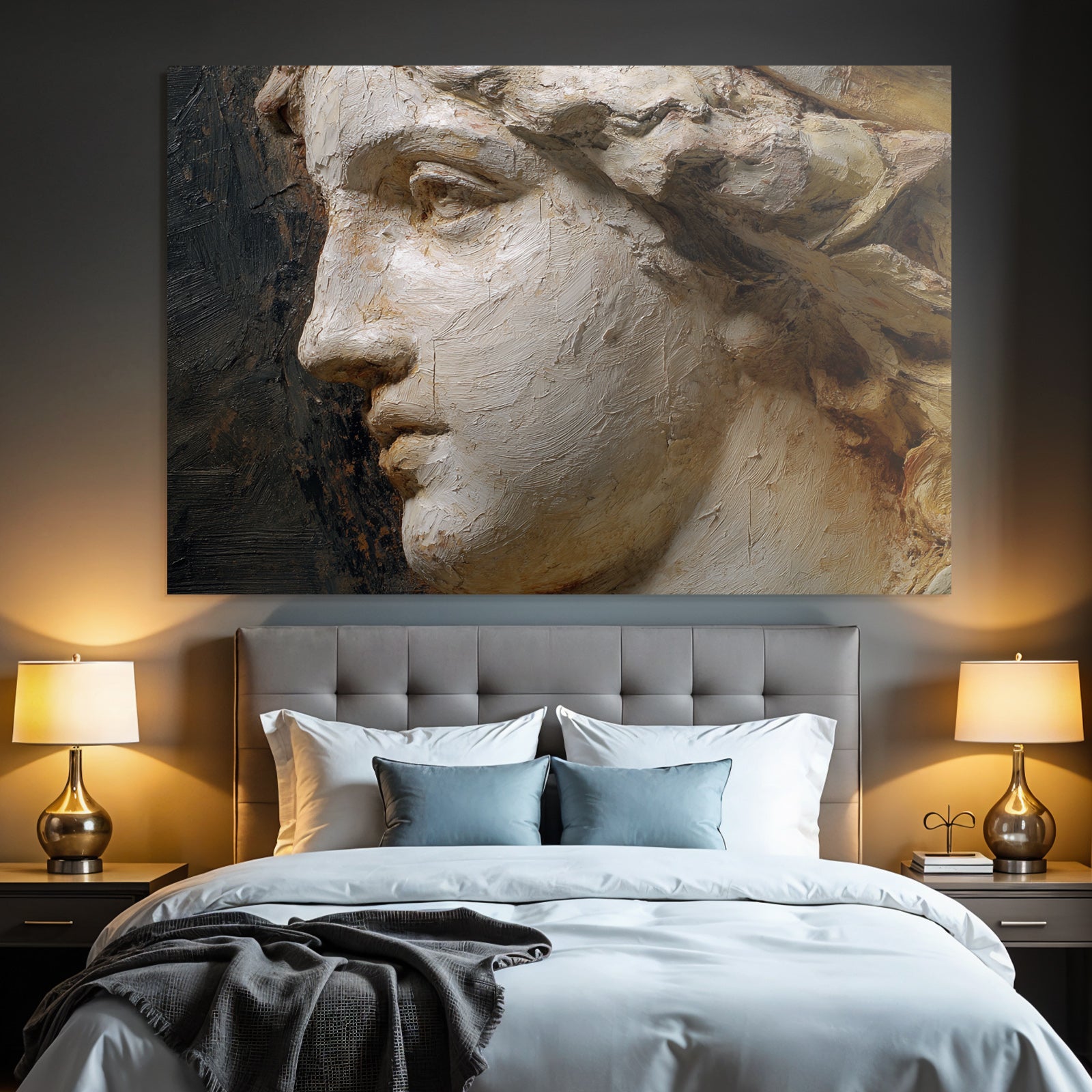 Sculptierter Oder Geschnitzter Gesicht Nahaufnahme Kunstwerk