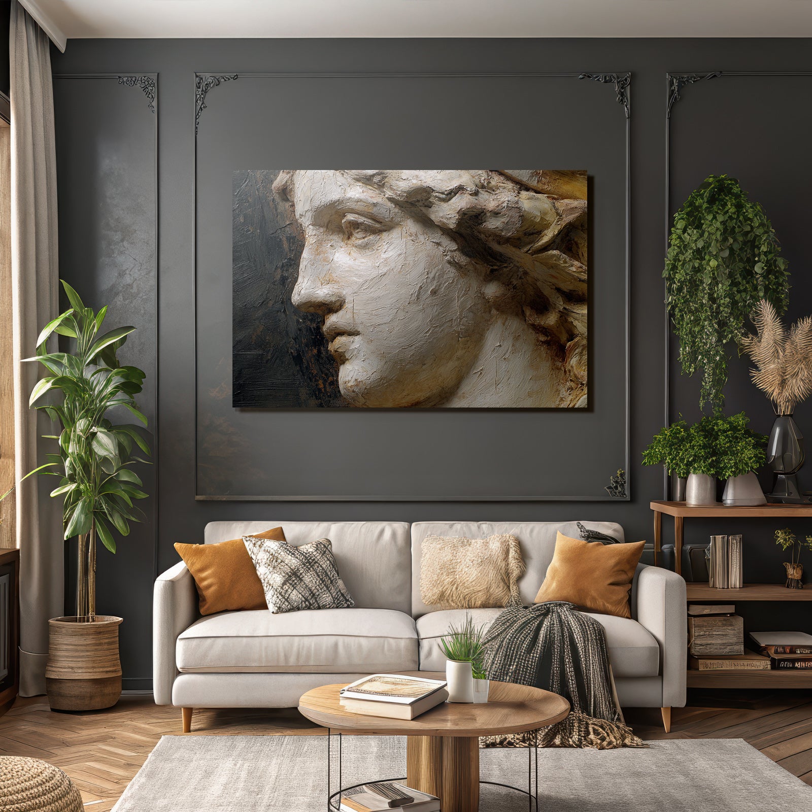 Sculptierter Oder Geschnitzter Gesicht Nahaufnahme Kunstwerk