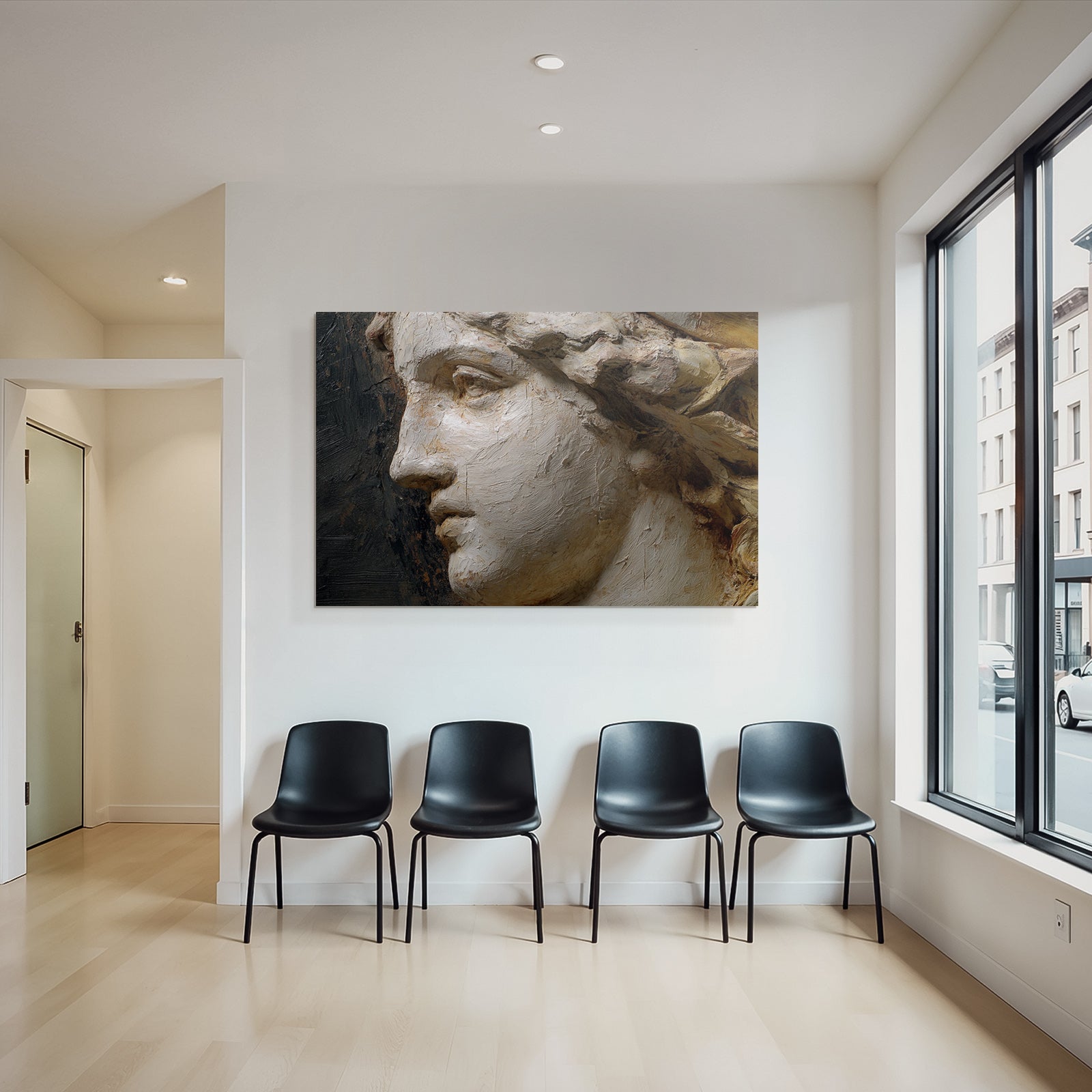 Sculptierter Oder Geschnitzter Gesicht Nahaufnahme Kunstwerk