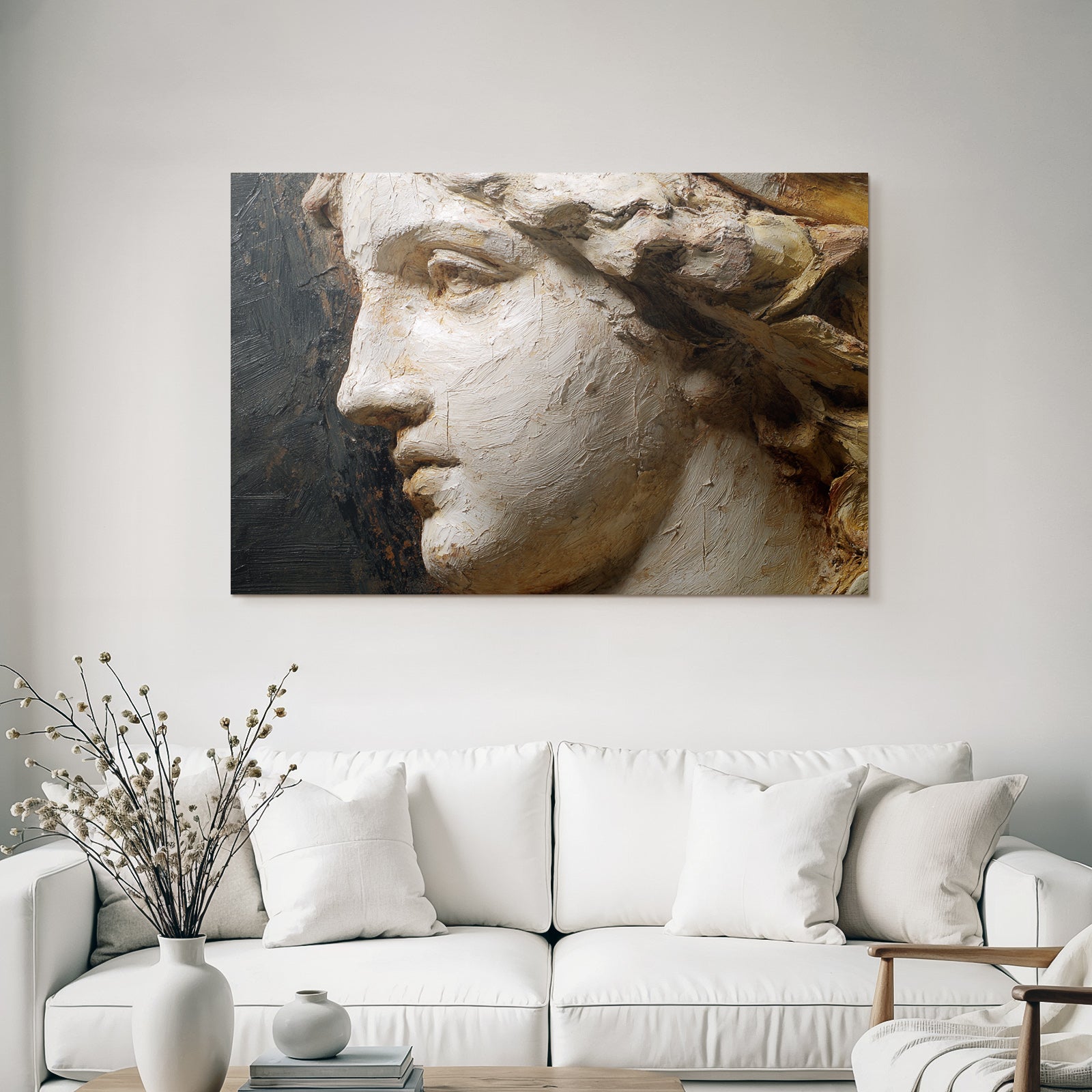 Sculptierter Oder Geschnitzter Gesicht Nahaufnahme Kunstwerk