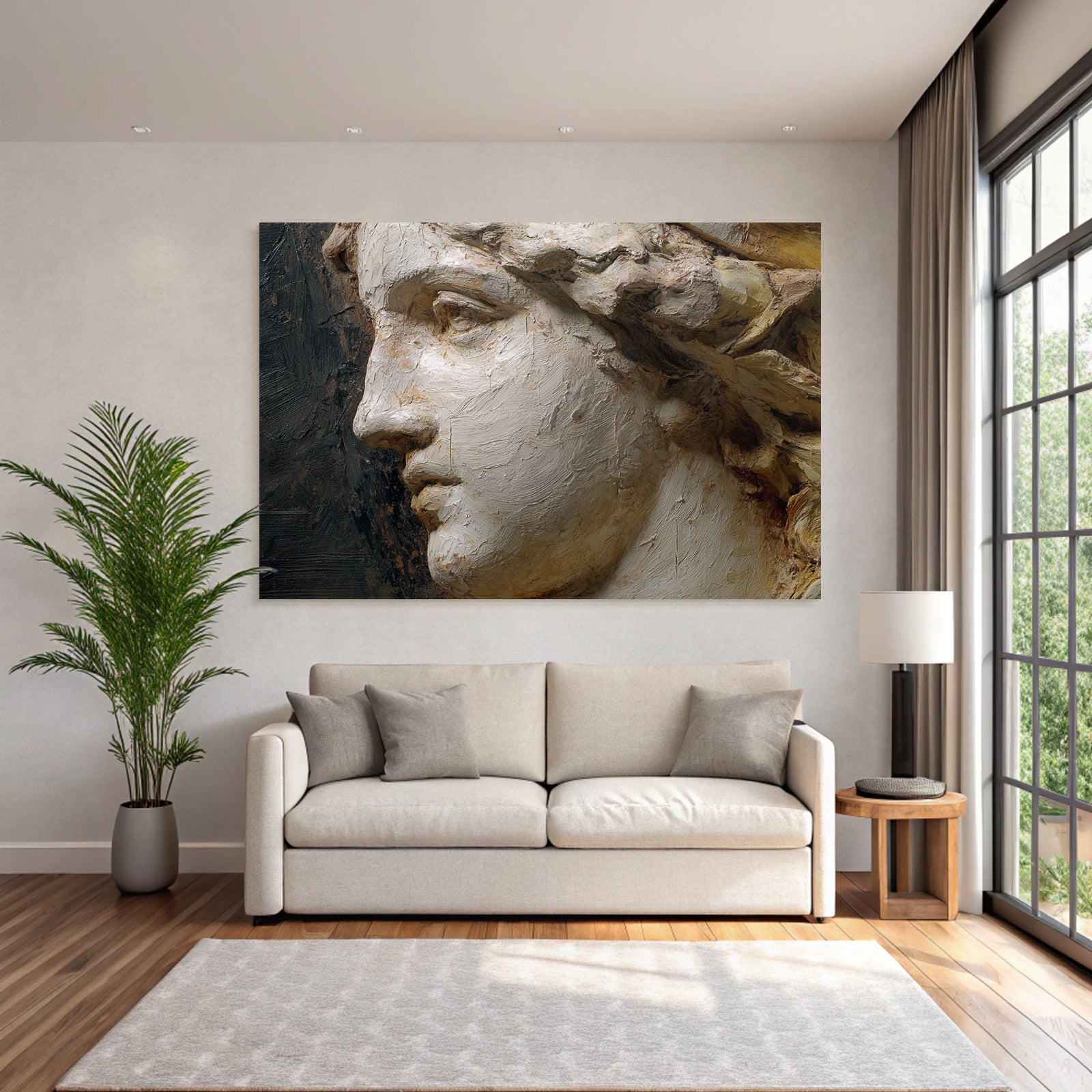 Sculptierter Oder Geschnitzter Gesicht Nahaufnahme Kunstwerk