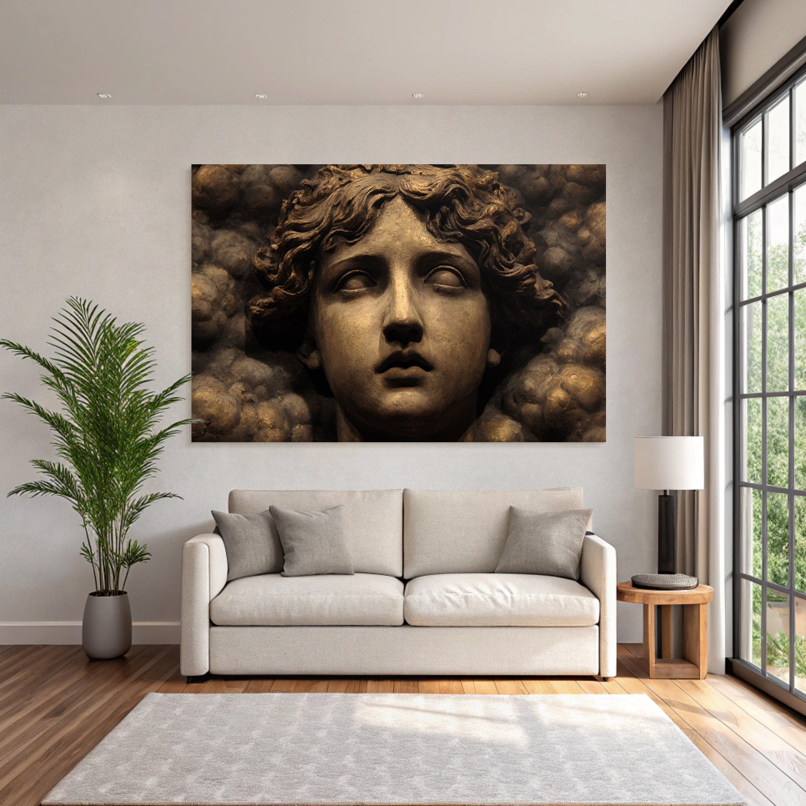 Sculptural Relief of a Face with Mythological Themes