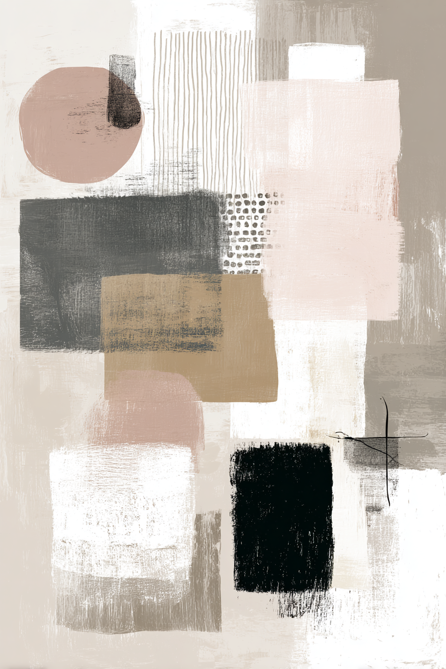 Skandenavisch Abstrakte Kunst Geometrische Formen Erdtoene | Skandinavisch | Einrichtungsstile