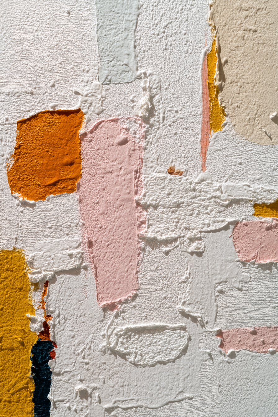 Skandenavisch Abstrakte Malerei Geometrische Formen Orange Pink Weiss Gelb Texturen | Skandinavisch | Einrichtungsstile