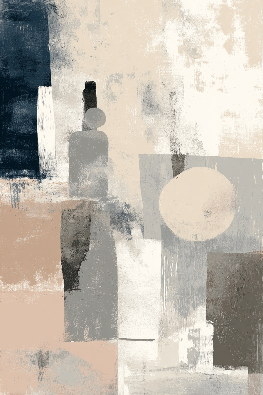 Skandenavisch Abstraktekunst Geometrische Formen Sanfte Farben | Skandinavisch | Einrichtungsstile