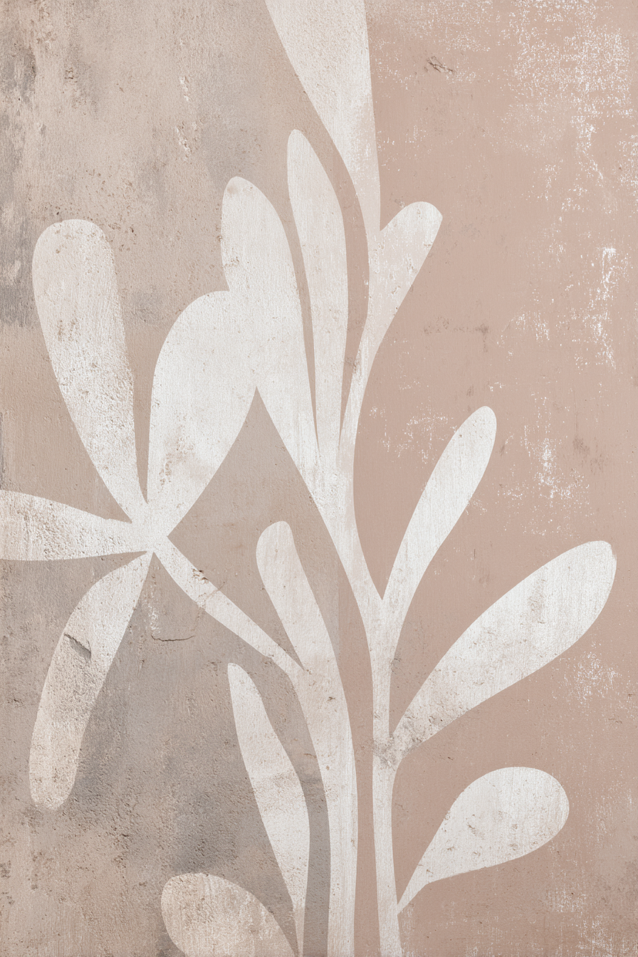 Skandenavisch Botanische Illustration Weisse Blaetter Beige Hintergrund Vintage Look | Skandinavisch | Einrichtungsstile