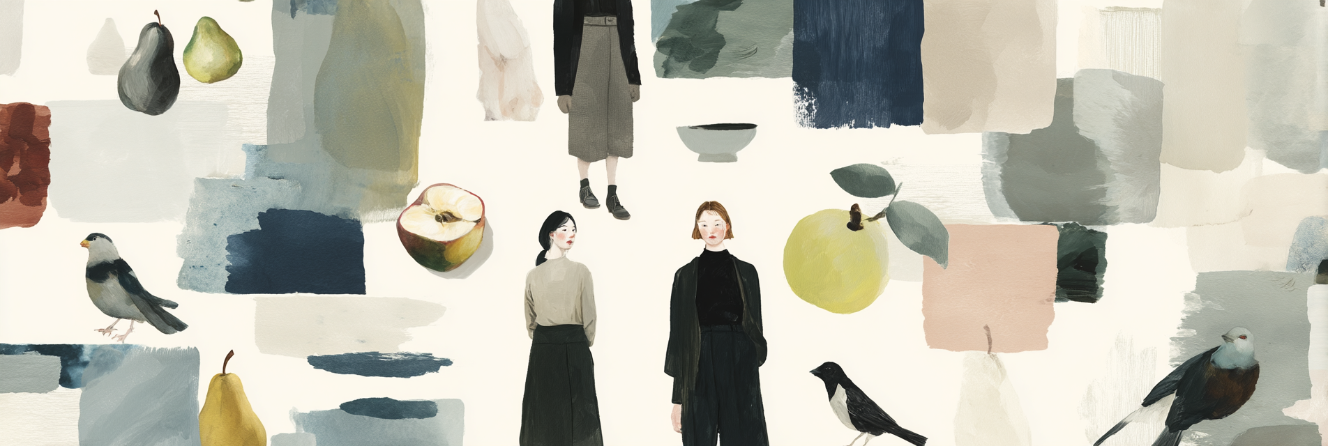 Skandenavisch Abstrakte Formen Fruechte Frauen Voegel | Skandinavisch | Einrichtungsstile