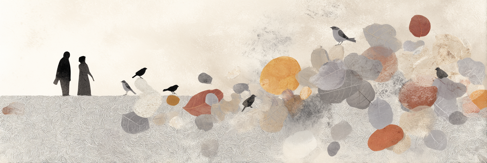 Skandenavisch Abstrakte Illustration Von Silhouetten Und Voegeln Unter Blattern | Skandinavisch | Einrichtungsstile