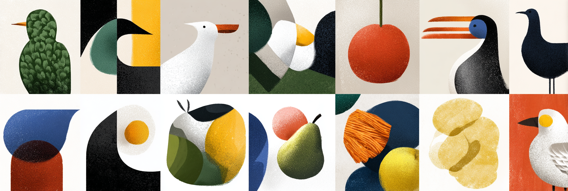 Skandenavisch Abstrakte Illustration Von Voegeln Und Fruechten Minimalistisch | Skandinavisch | Einrichtungsstile