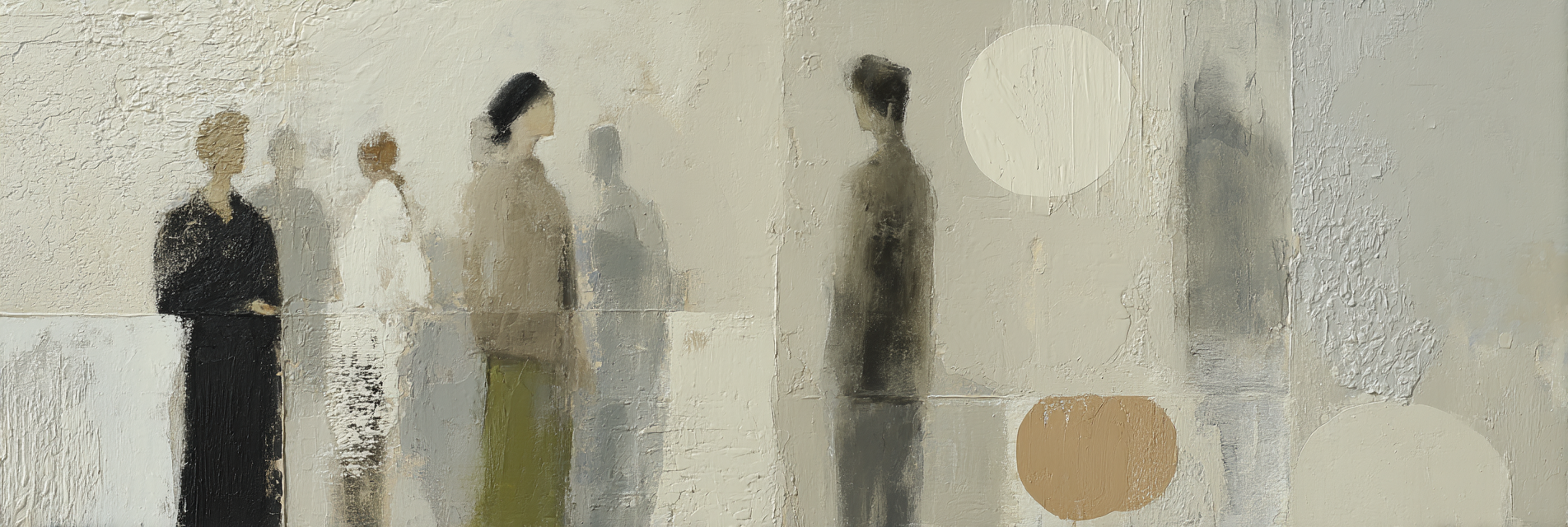 Skandenavisch Abstrakte Malen Figuren Gedeckte Farben Tiefen Atmosphaere | Skandinavisch | Einrichtungsstile