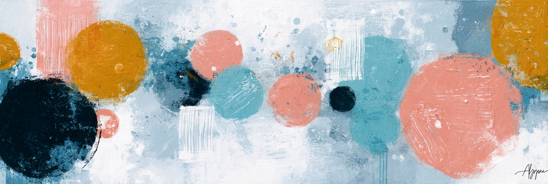 Skandenavisch Abstrakte Malerei Leuchtende Farben Kreisformen Struktur | Skandinavisch | Einrichtungsstile