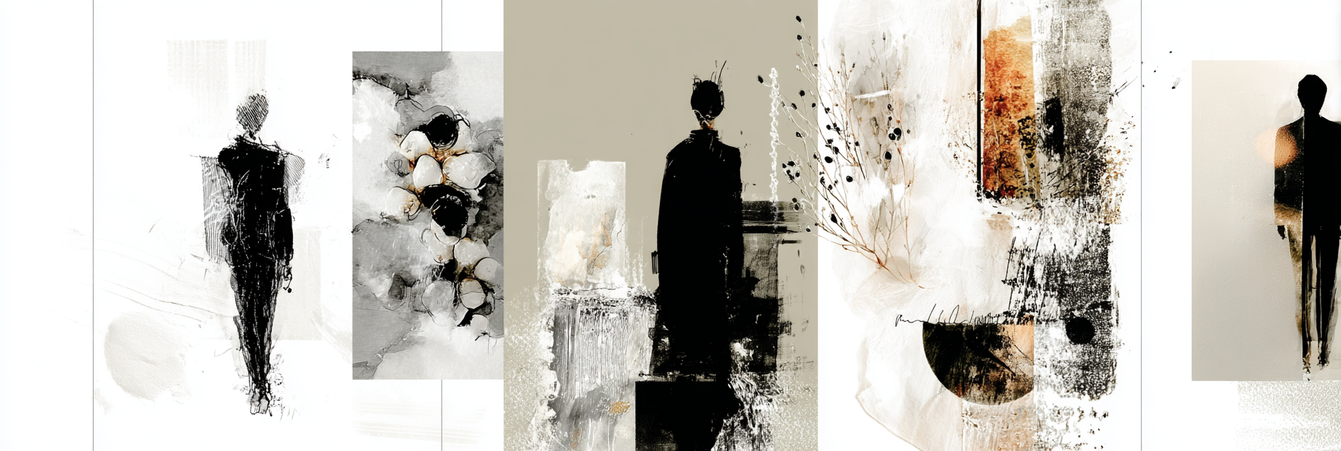 Skandenavisch Collage Aus Kuenstlerischen Silhoutten Und Abstrakten Designs | Skandinavisch | Einrichtungsstile