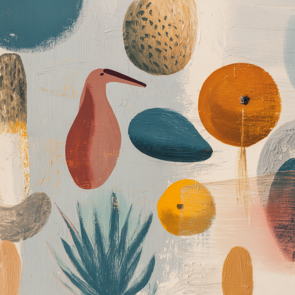 Skandenavisch Abstrakte Kunst Mit Fruchten Und Organischen Formen | Skandinavisch | Einrichtungsstile