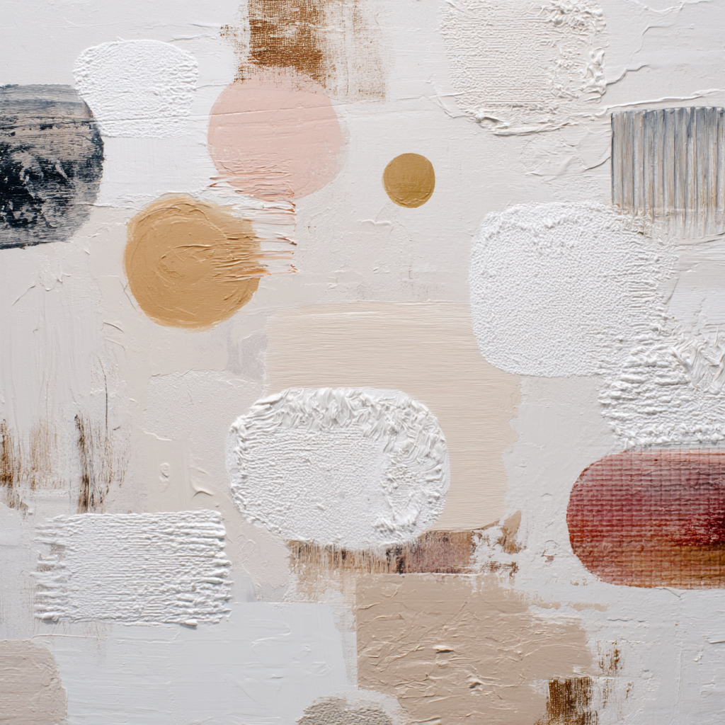 Skandenavisch Abstraktes Gemaelde Kreise Rechtecke Neutrale Farben | Skandinavisch | Einrichtungsstile