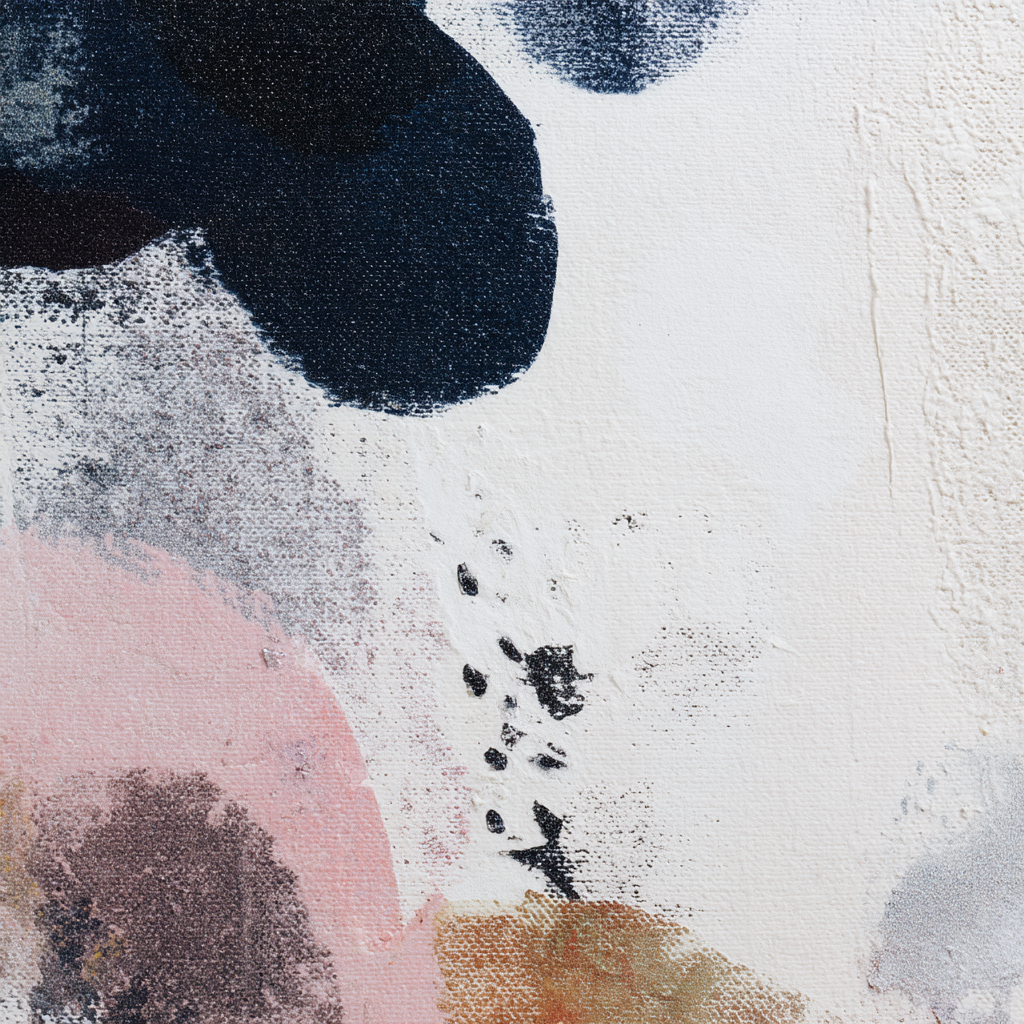 Skandenavisch Abstraktes Gemaelde Mit Texturen Und Farben Tiefblau Rosa Beige Schwarz | Skandinavisch | Einrichtungsstile