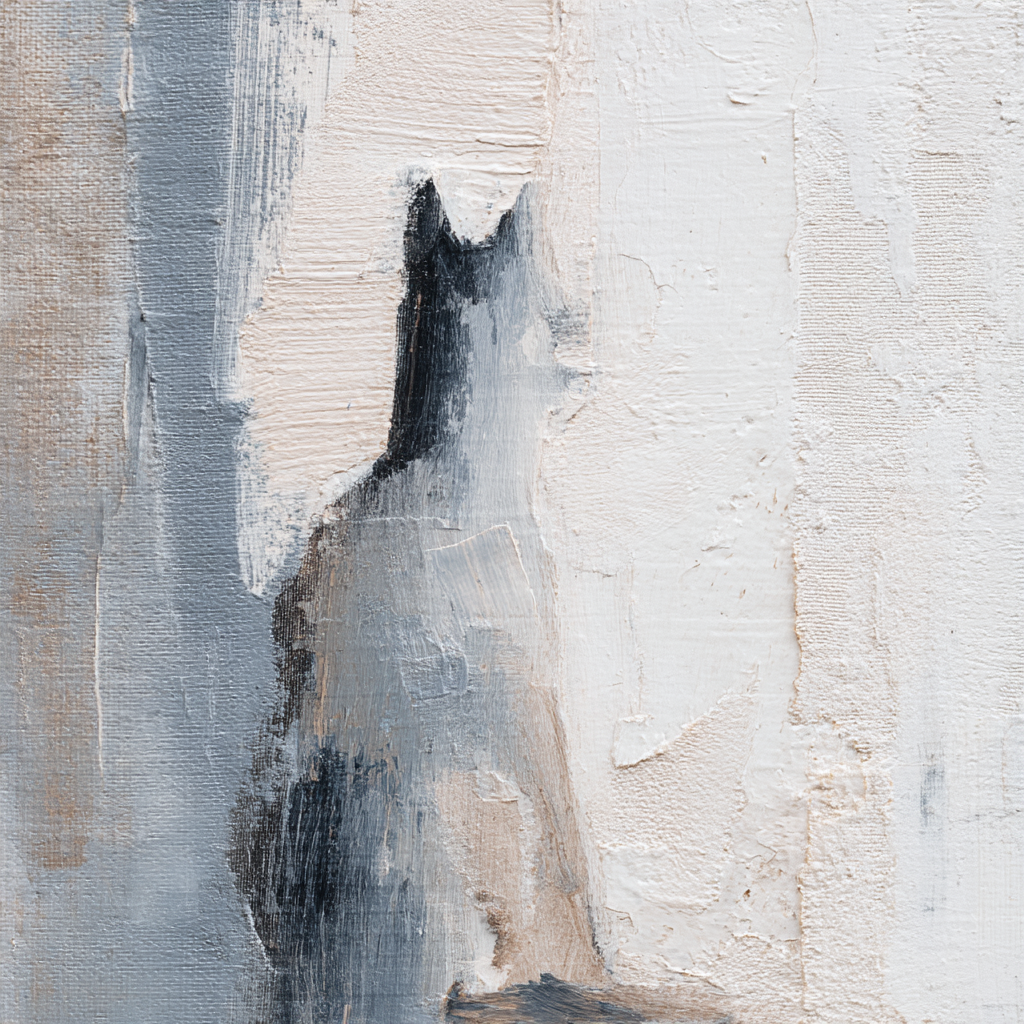 Skandenavisch Abstraktes Katzenbild Blau Grau Weiss | Skandinavisch | Einrichtungsstile