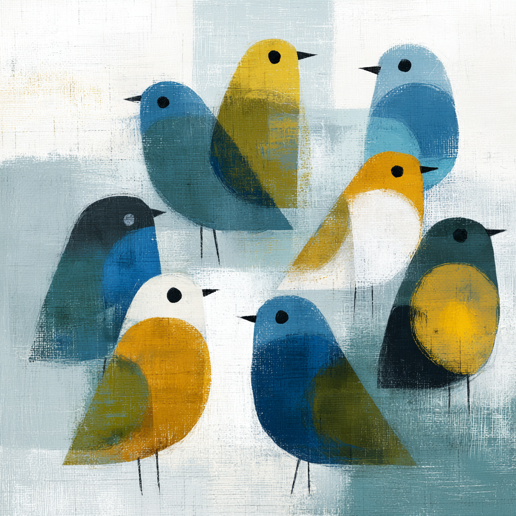 Skandenavisch Bunte Vogel Mit Abstraktem Hintergrund | Skandinavisch | Einrichtungsstile
