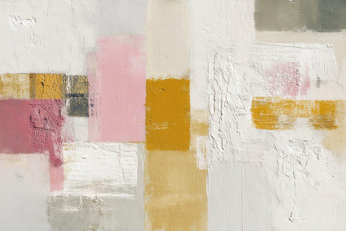 Skandenavisch Abstraktes Bild Mit Formen Und Farben In Rosa Gelb Weiss Und Grau | Skandinavisch | Einrichtungsstile