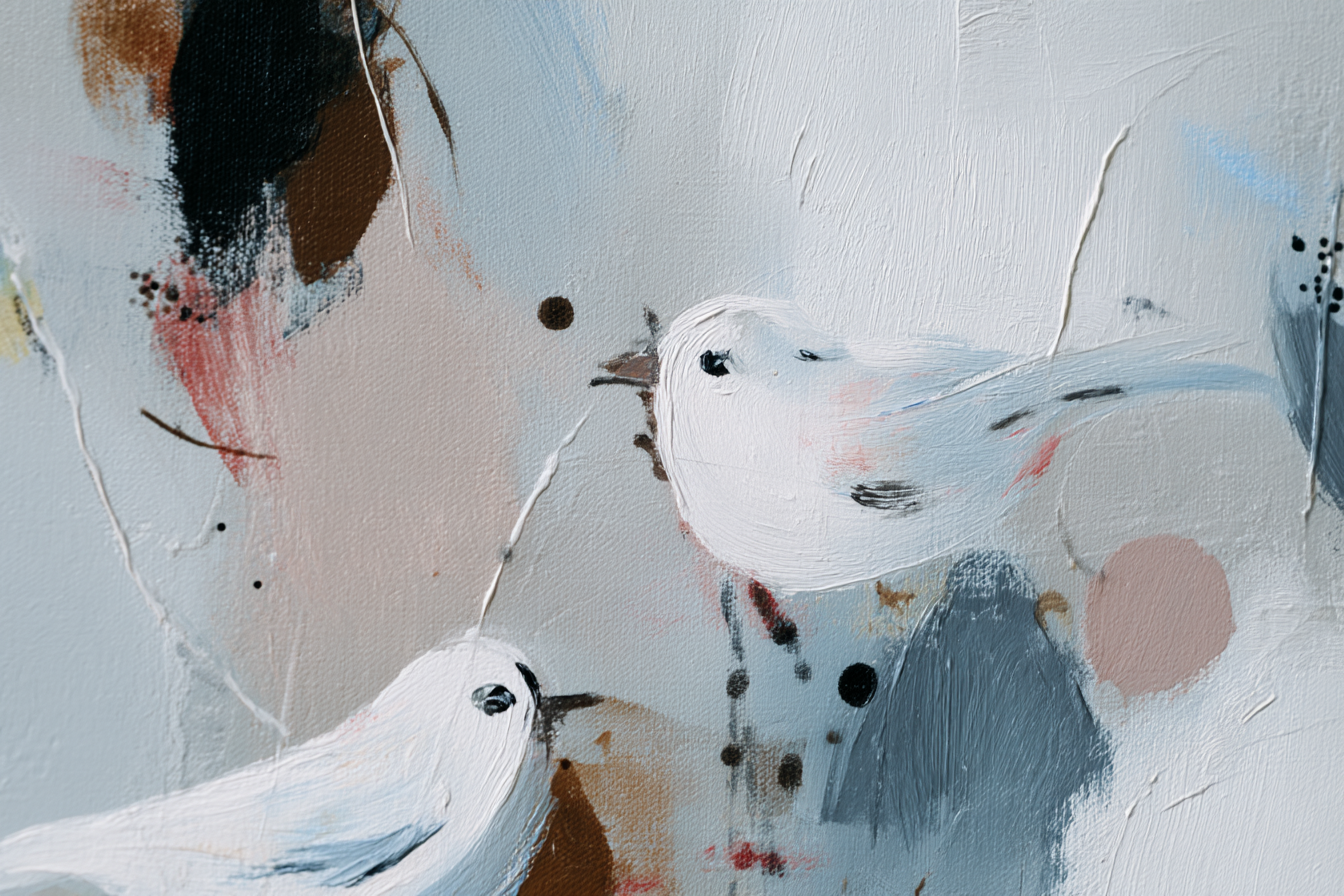 Skandenavisch Fantasievogelmalerei Abstracte Farben Textures | Skandinavisch | Einrichtungsstile