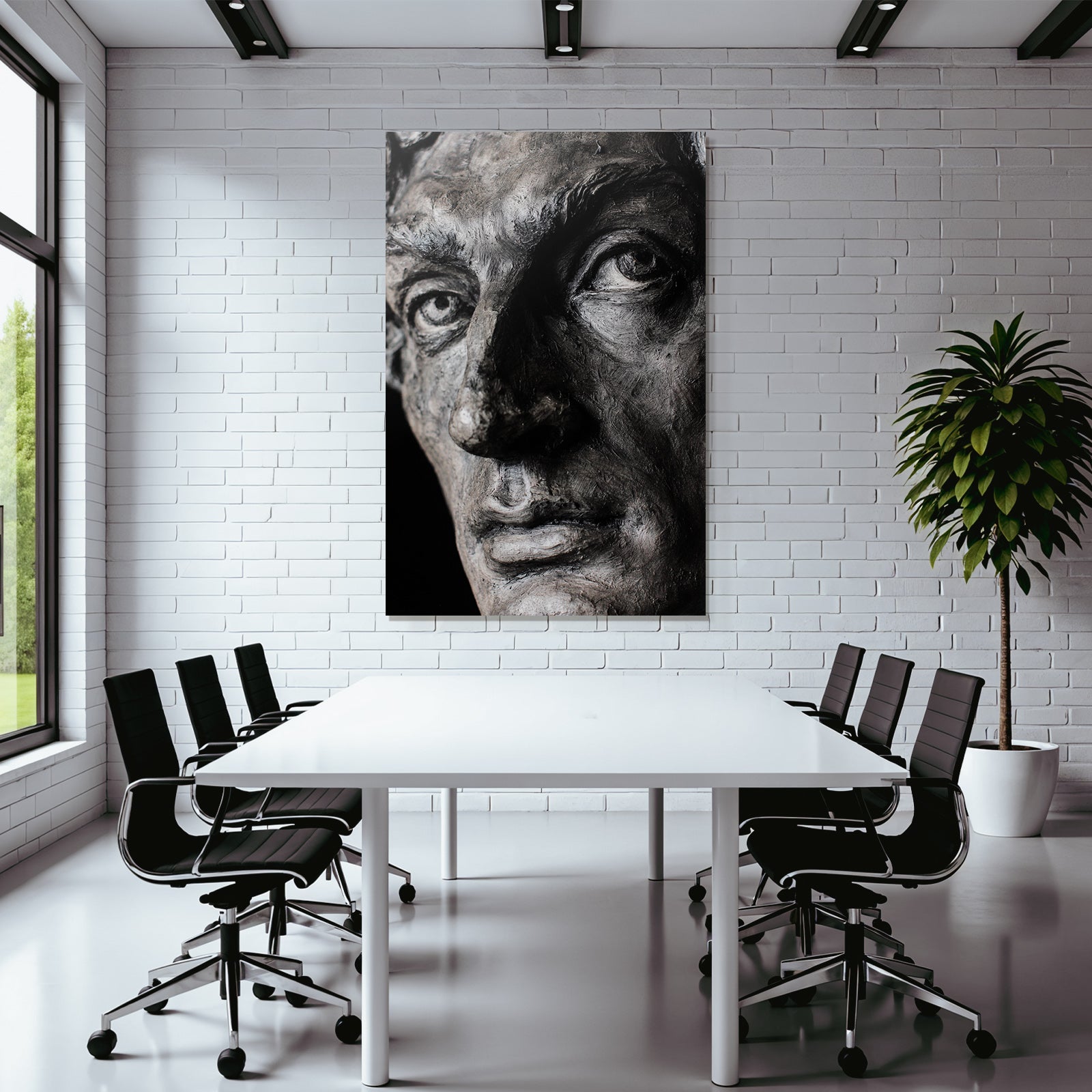 Sculpted Portrait Gray Silver Close-up