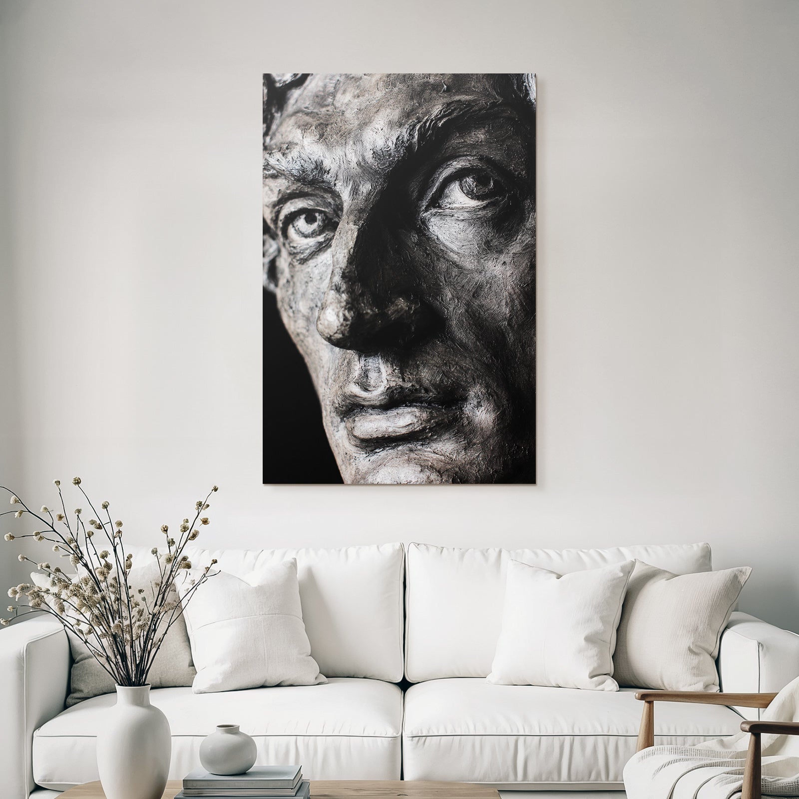 Sculpted Portrait Gray Silver Close-up