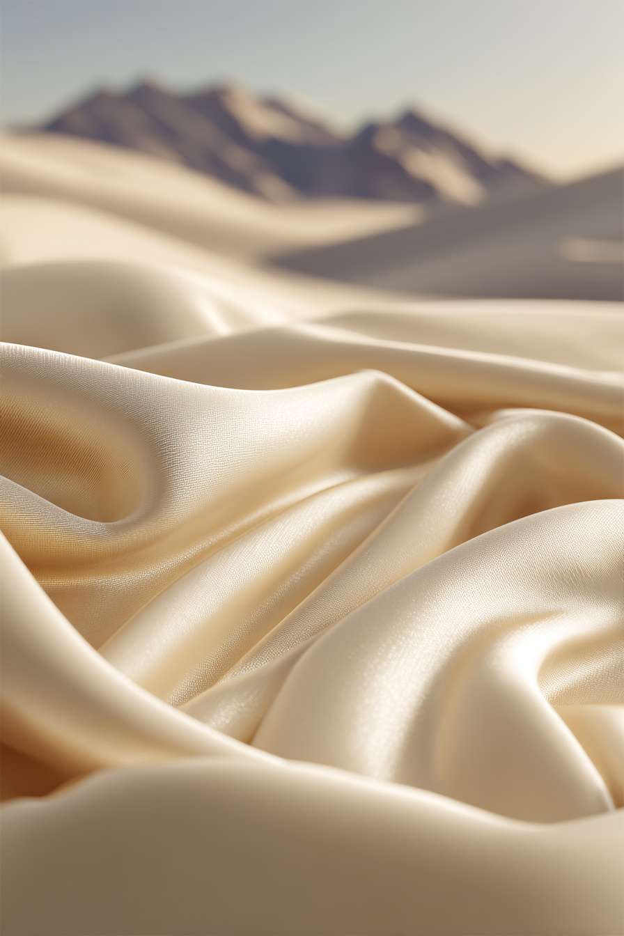 Seidenstoff Mit Fliessender Textur Und Landschaft Im Hintergrund | Gold und Beige | Farbenwelten