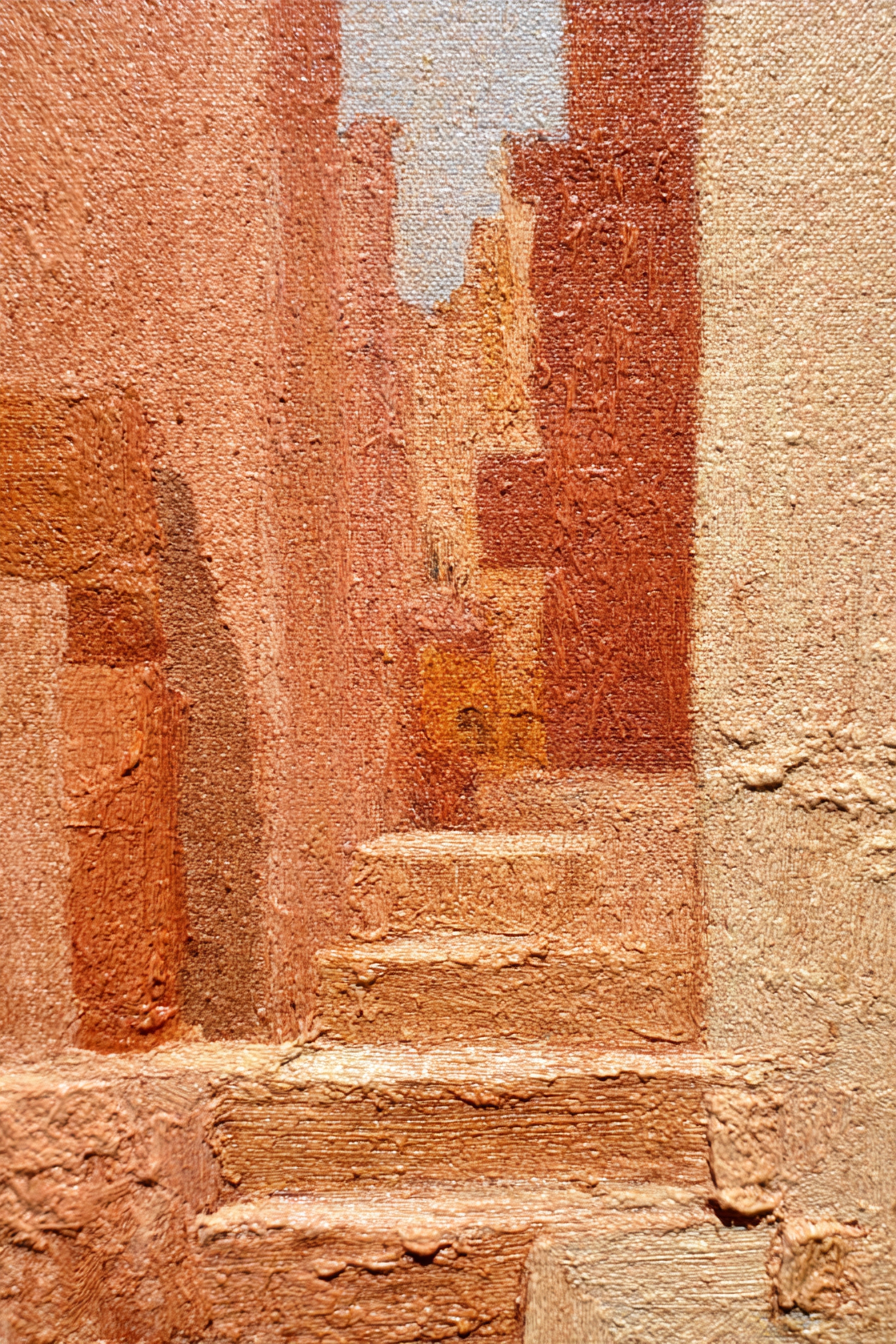 Texturierte Abstrakte Malerei Mit Warmen Farben | Gold und Beige | Farbenwelten