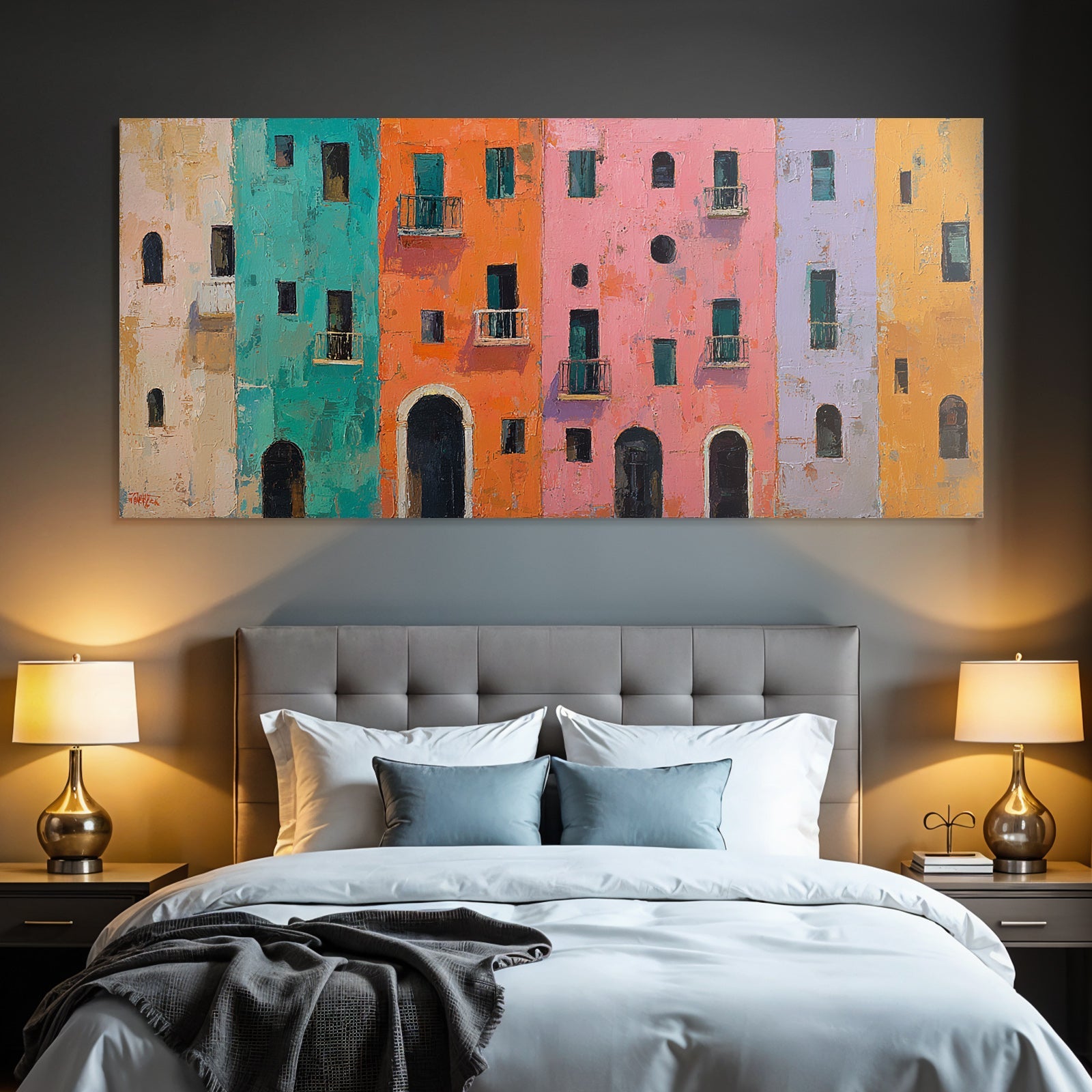 Colorful houses facades Impressionism