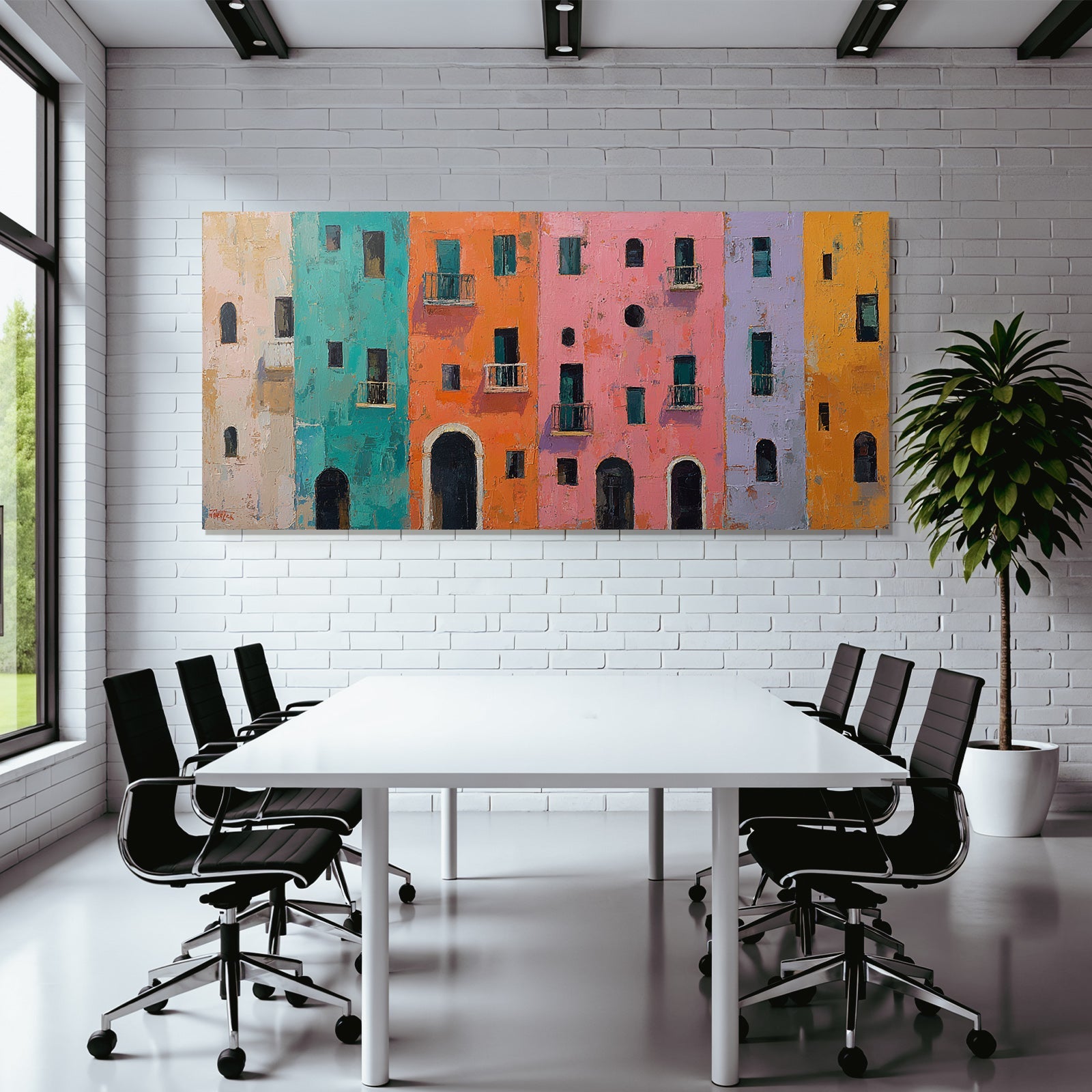 Colorful houses facades Impressionism